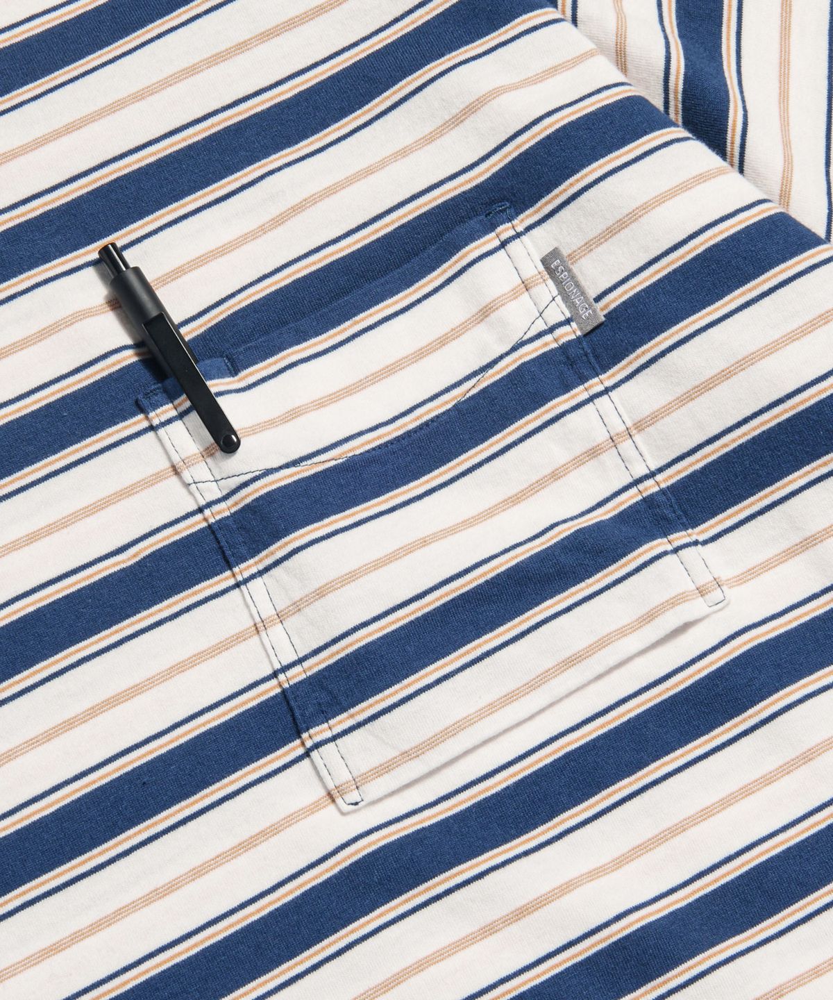 에스피오나지(ESPIONAGE) Multi Border Pocket Tee Blue