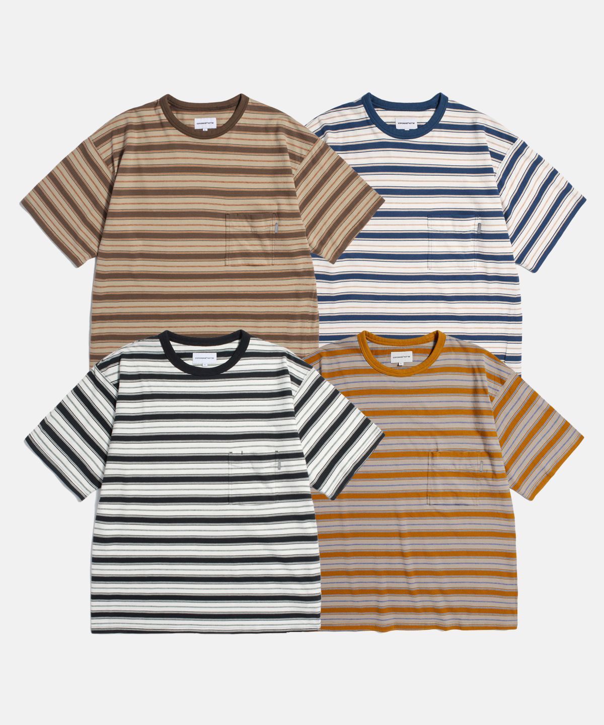 에스피오나지(ESPIONAGE) Multi Border Pocket Tee Brown