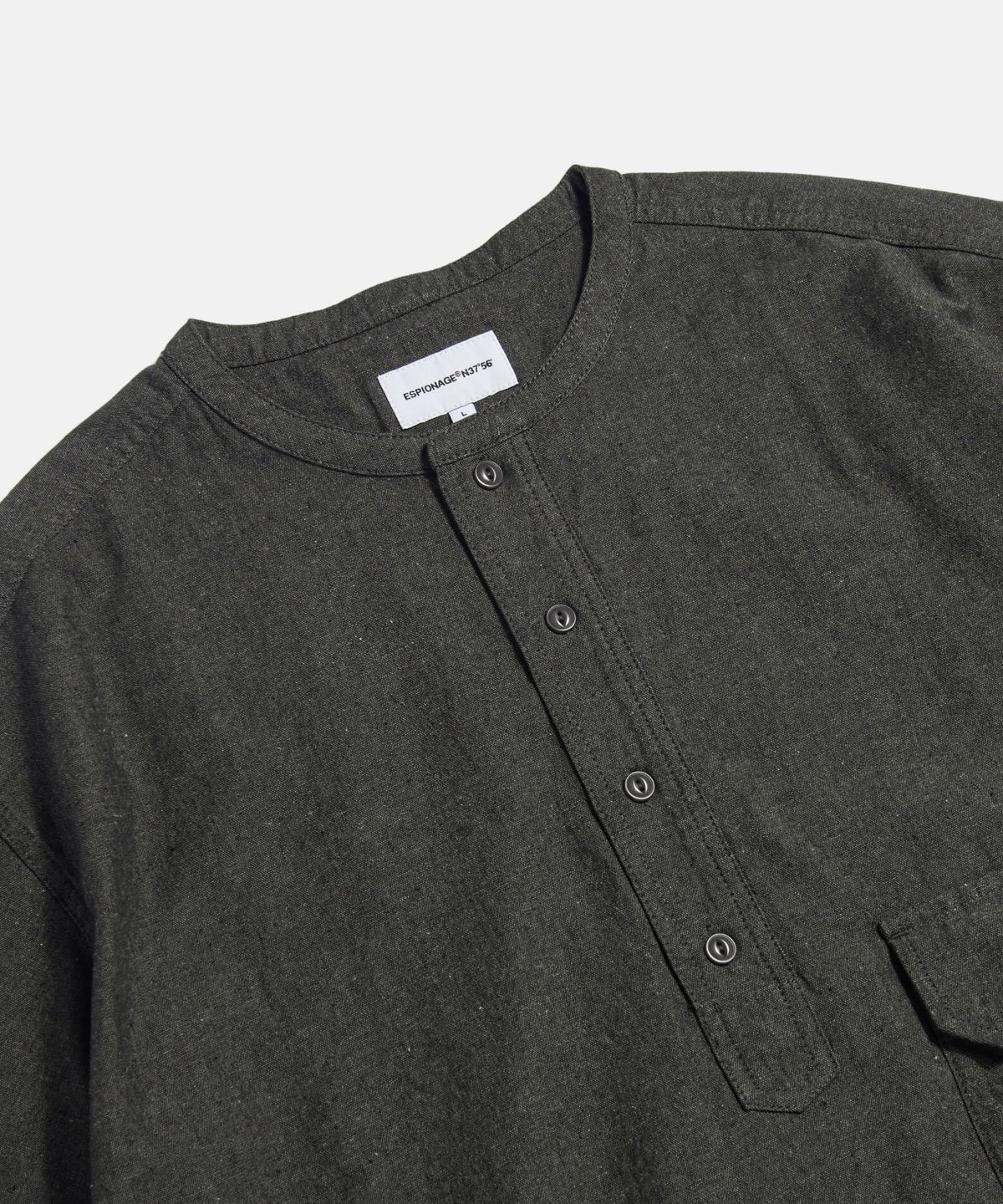 에스피오나지(ESPIONAGE) Cotton Ramie S/S Henley Shirt Charcoal