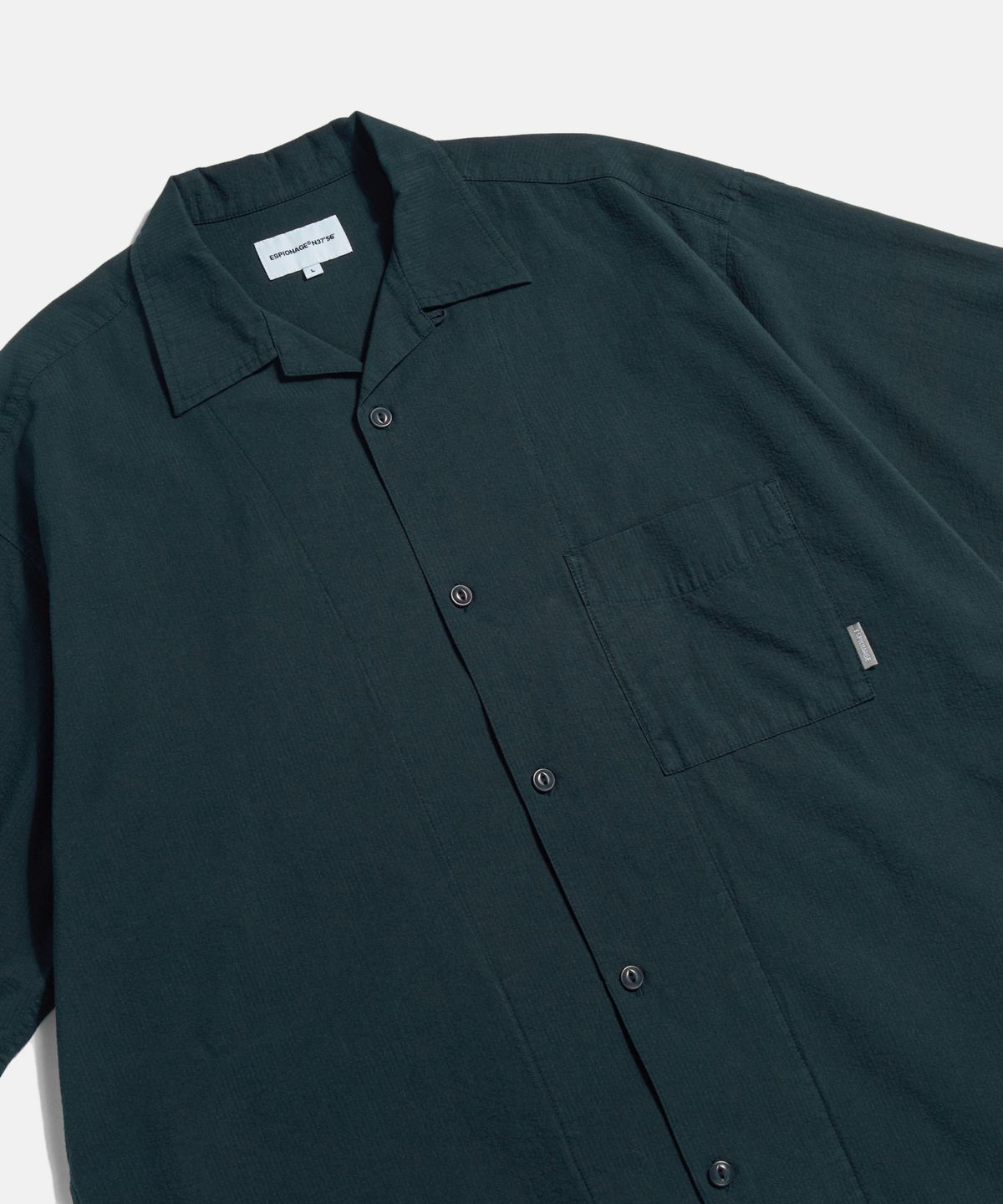 에스피오나지(ESPIONAGE) Cotton Seersucker S/S Outer Shirt Navy