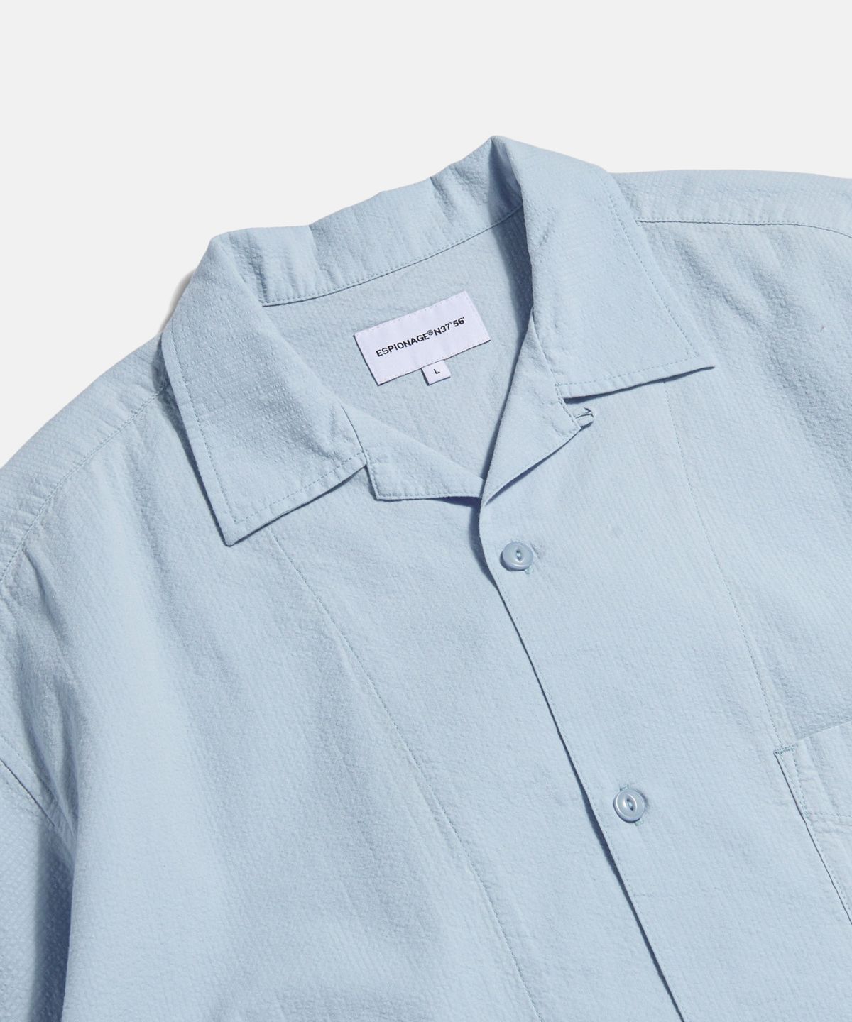 에스피오나지(ESPIONAGE) Cotton Seersucker S/S Outer Shirt Light Blue