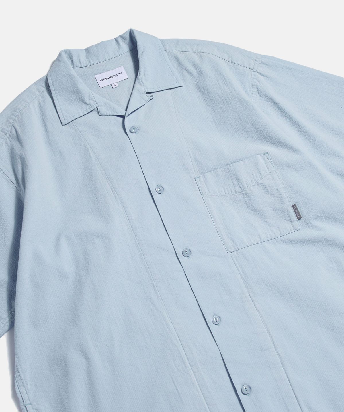 에스피오나지(ESPIONAGE) Cotton Seersucker S/S Outer Shirt Light Blue