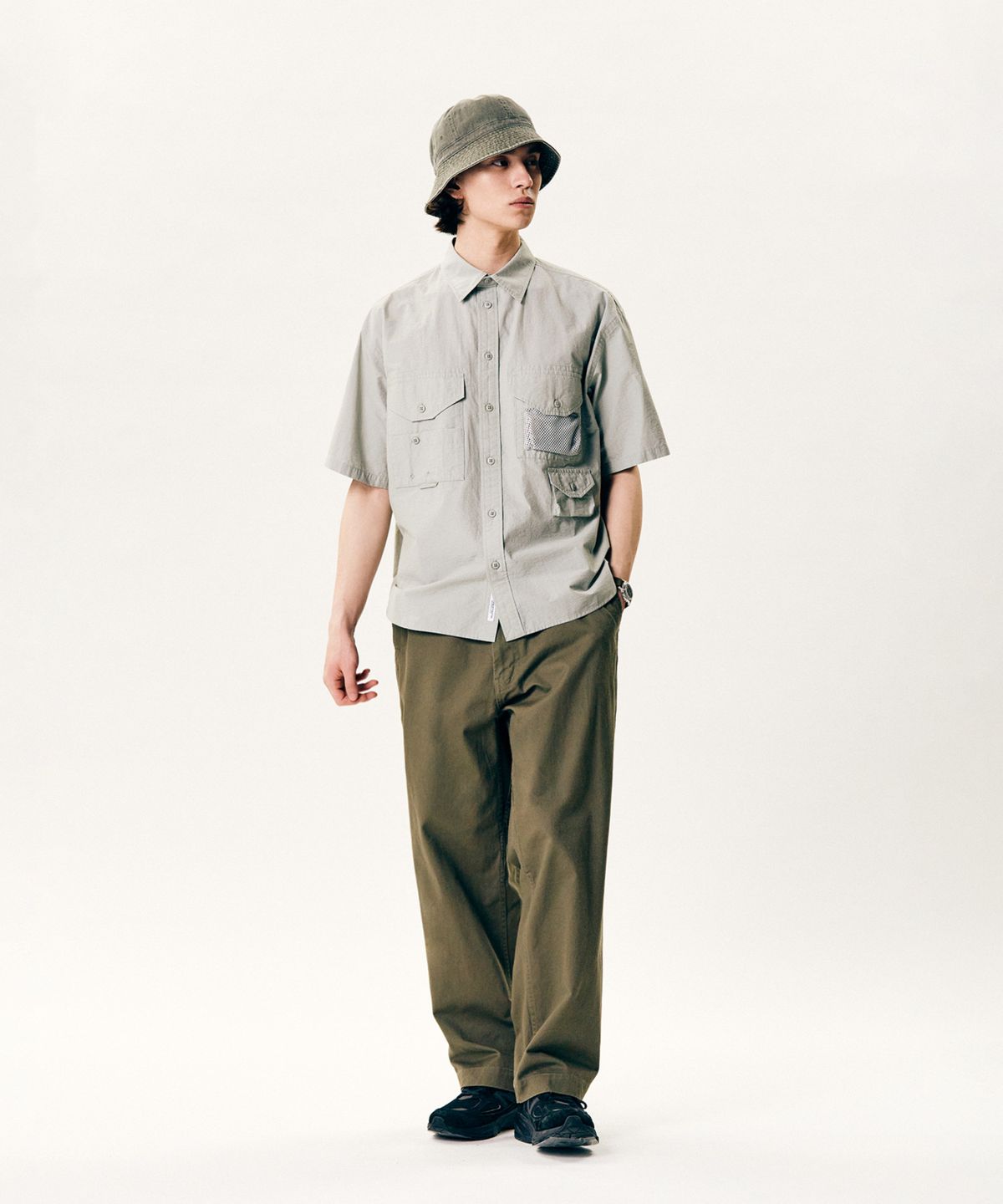 에스피오나지(ESPIONAGE) Washed CN Outdoor Shirt Light Grey