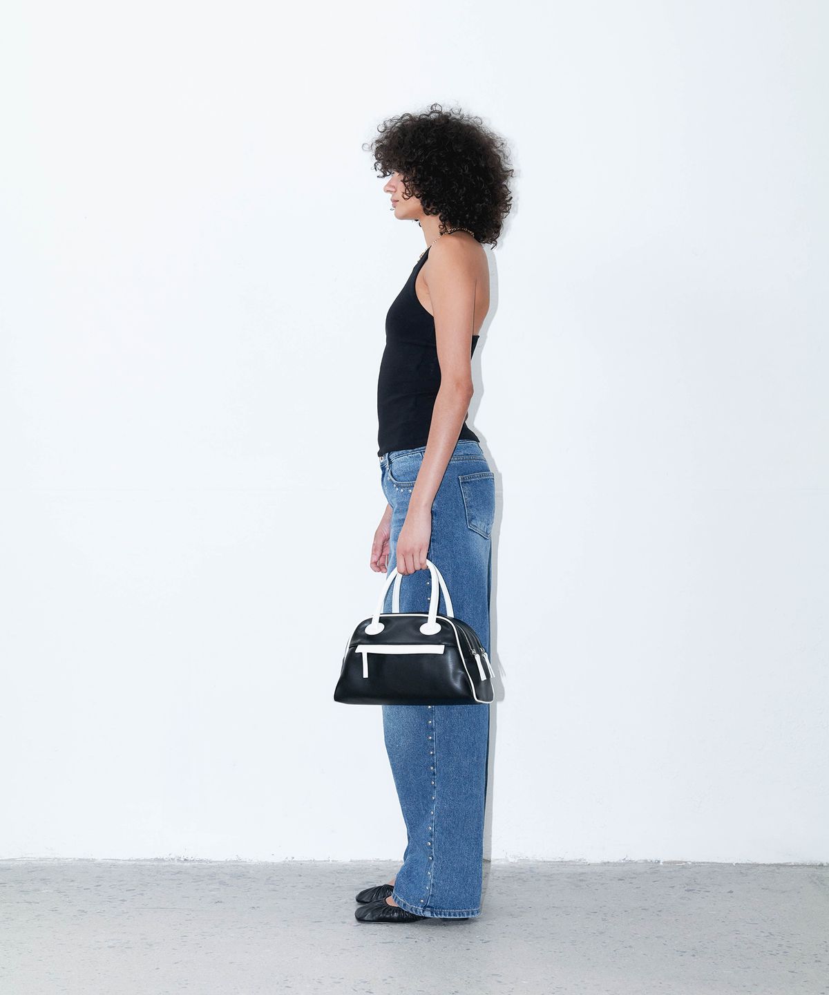 크리스틴프로젝트(CHRISTINE PROJECT) TWO ZIPPER TOTE BAG(WHITE BLACK PEPPER)
