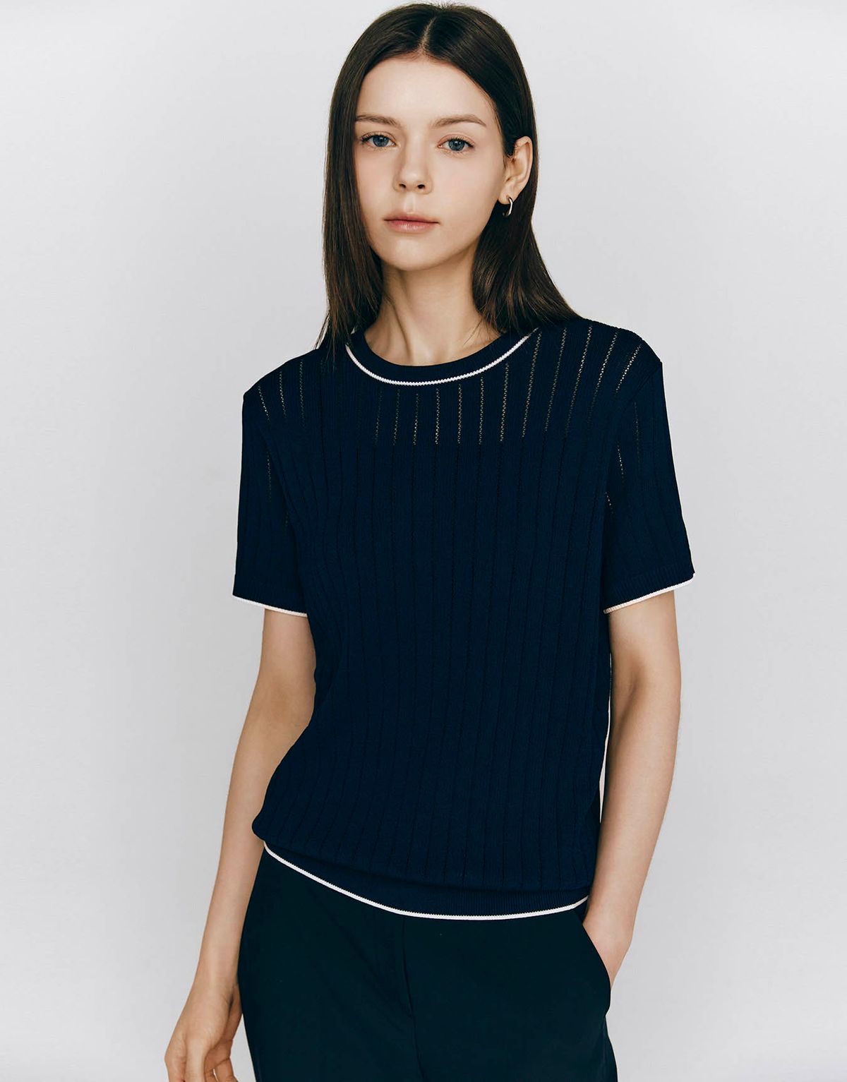 지오다노(GIORDANO) 티핑 포인텔 반팔 니트(12gg) 355532 [3color]