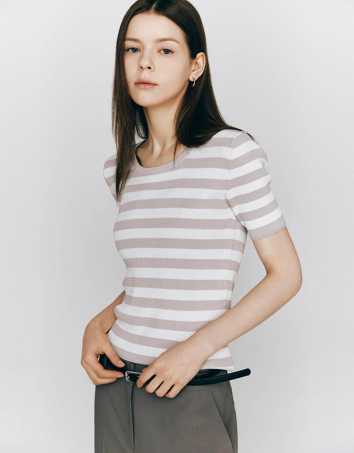 지오다노(GIORDANO) U넥 스트라이프 반팔 니트(12gg) 355534 [3color]