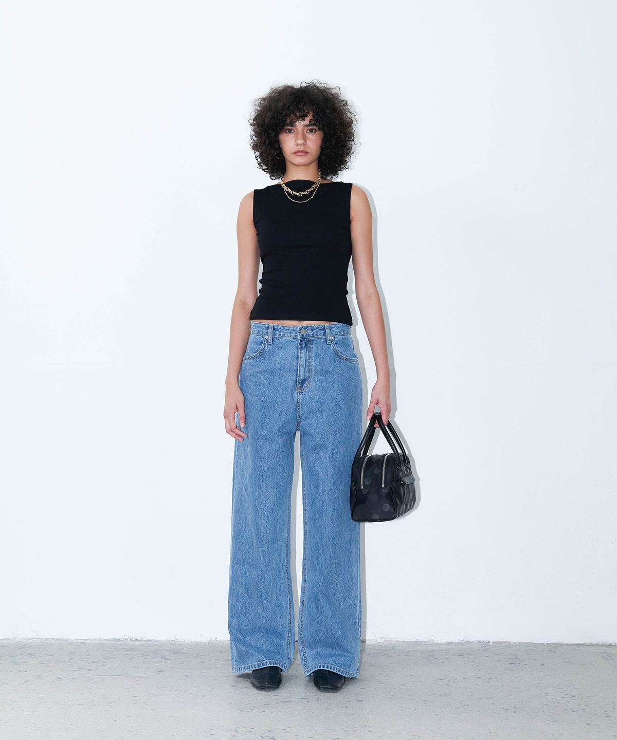 크리스틴프로젝트(CHRISTINE PROJECT) TWO ZIPPER NYLON TOTE BAG(DOT BLACK PEPPER)