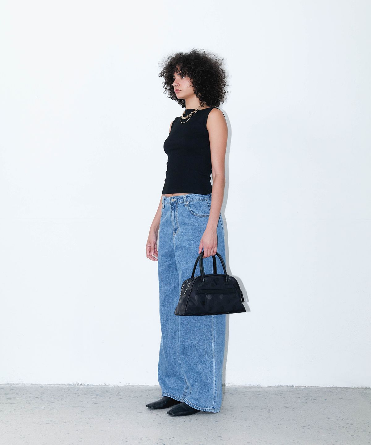 크리스틴프로젝트(CHRISTINE PROJECT) TWO ZIPPER NYLON TOTE BAG(DOT BLACK PEPPER)