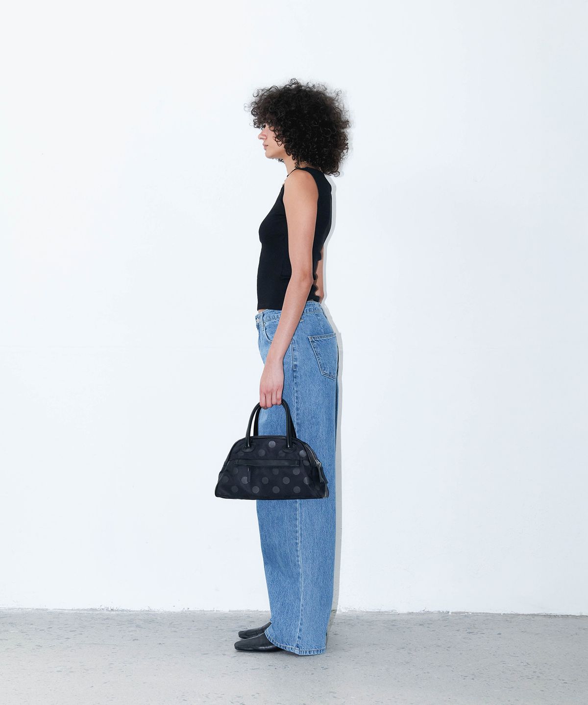 크리스틴프로젝트(CHRISTINE PROJECT) TWO ZIPPER NYLON TOTE BAG(DOT BLACK PEPPER)