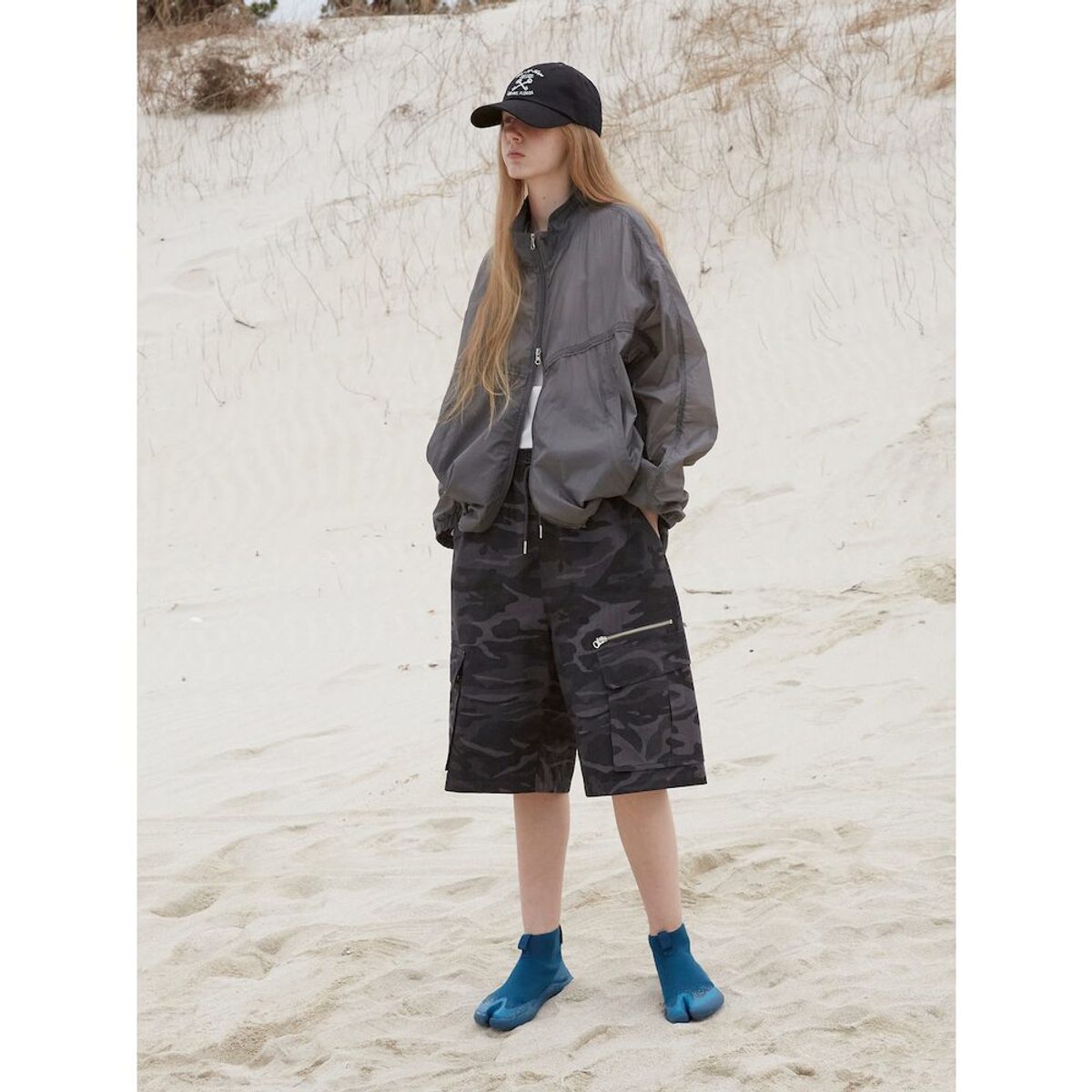 샌드 사운드(SAND SOUND) (UNISEX) 카모플라주 밴딩 버뮤다 숏츠  차콜