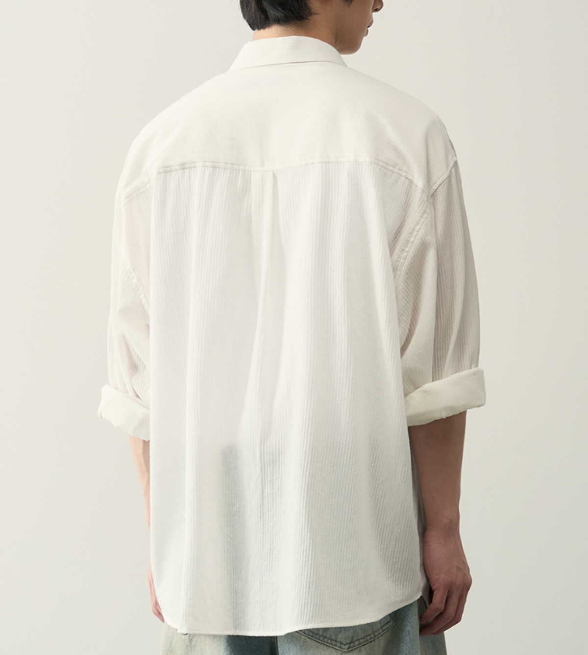 로템버(ROTEMBER) 시어 브리즈 스트라이프 셔츠 [화이트]