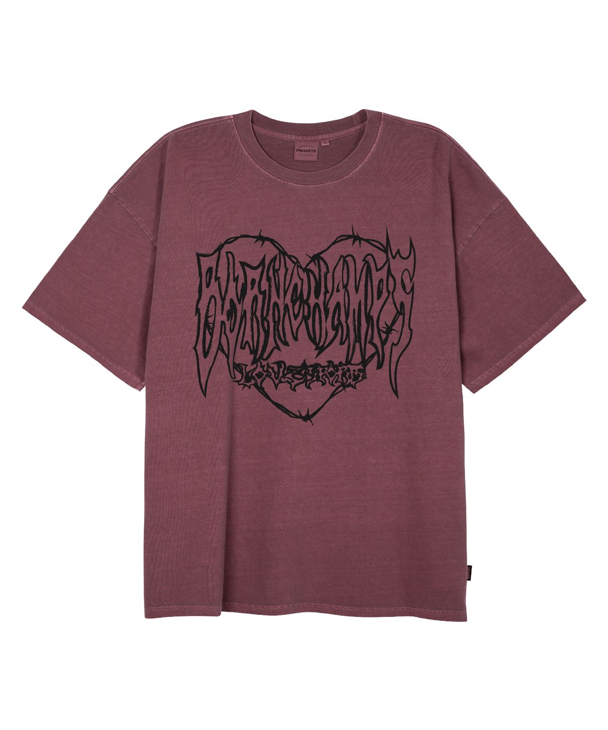 본챔스(BORN CHAMPS) [4 COLORS] THORNED HEARTS 오버핏 피그먼트 반팔티셔츠 B25ST74