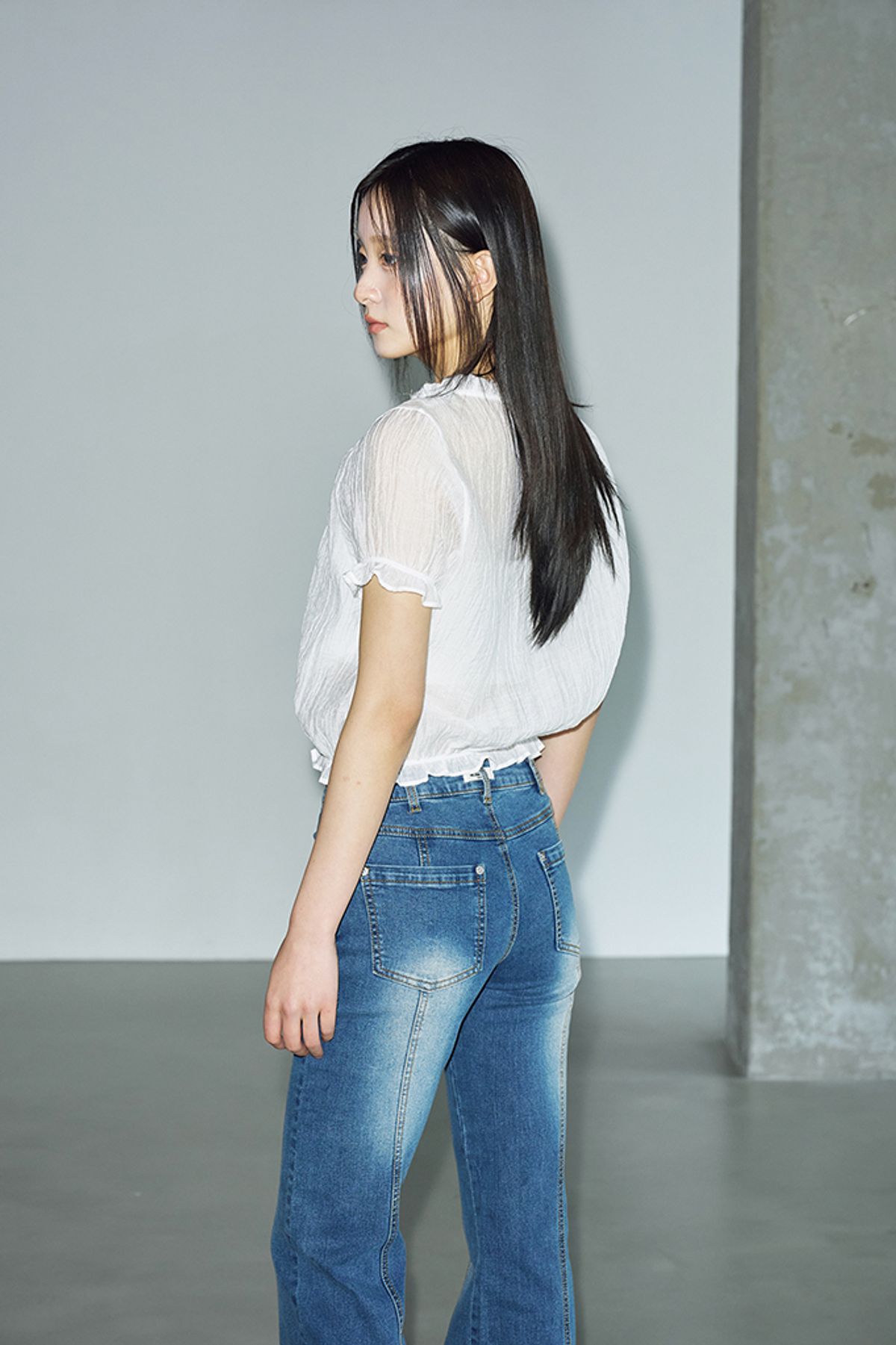 헬레네파리스(HELENE PARIS) 크리즈 시스루 썸머 셔츠 [화이트]