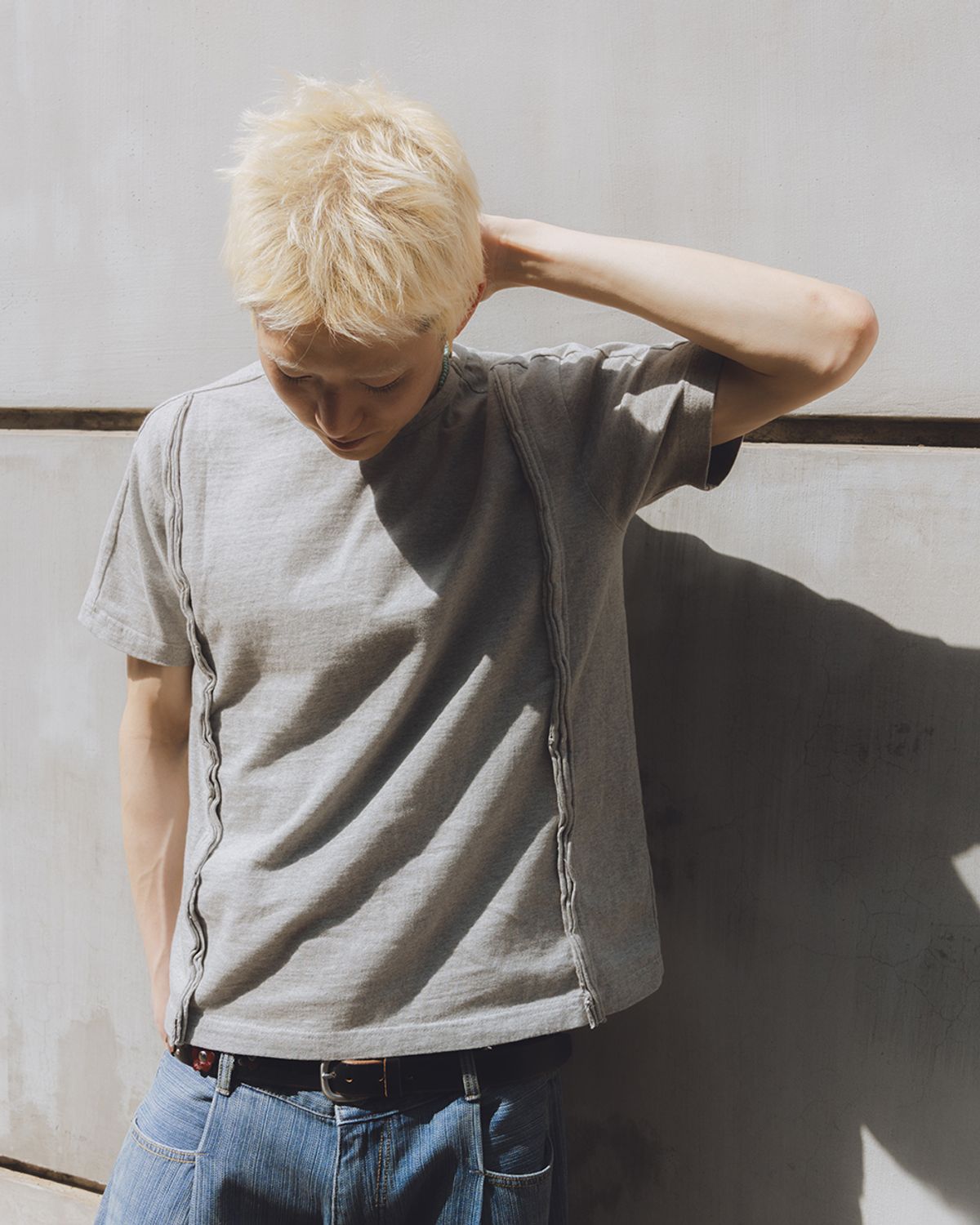카락터(KARACTOR) Fiddlehead half T-shirts / Melange gray