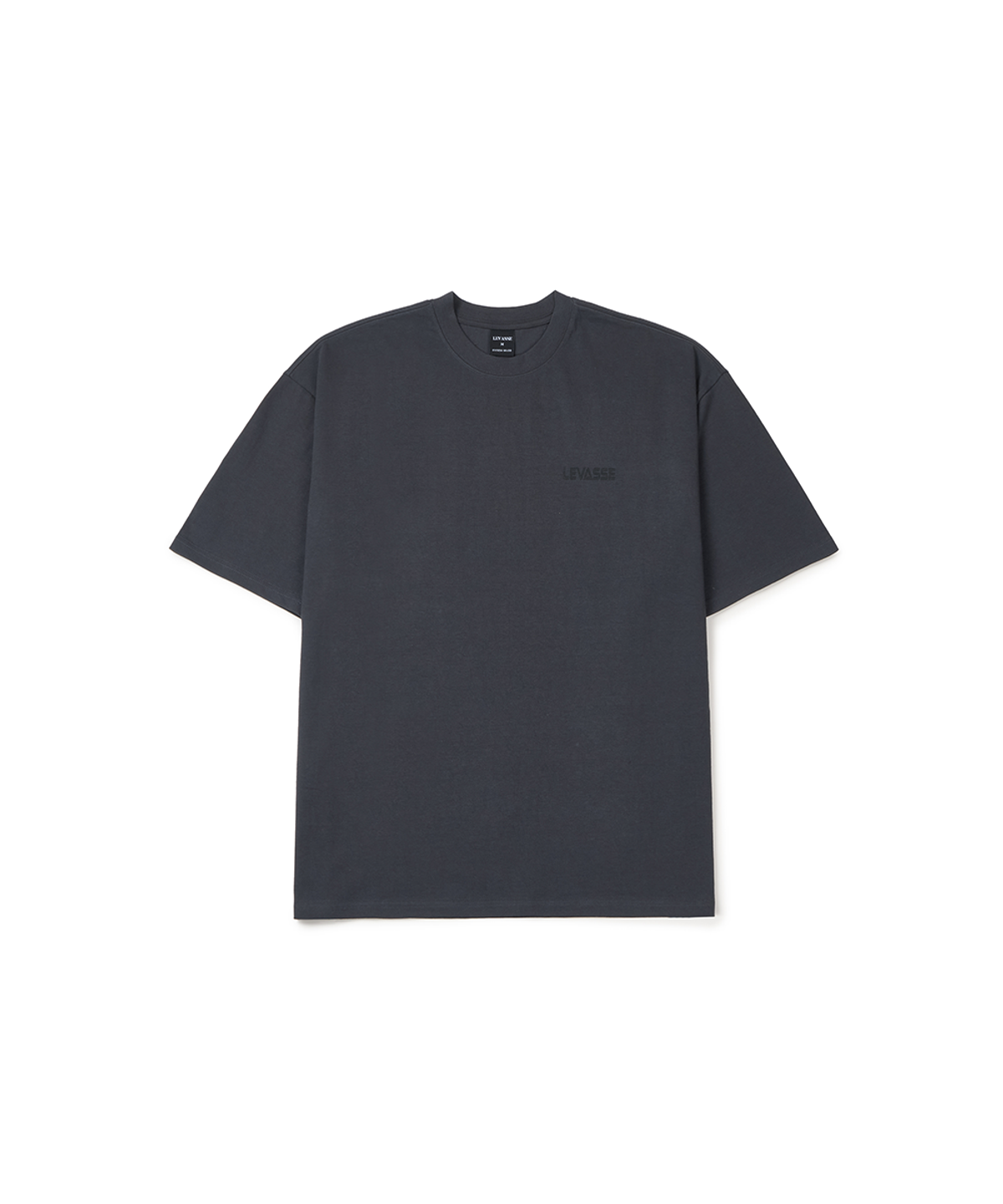 르바세(LEVASSE) Old School Overfit Tee – Charcoal (Black Logo)