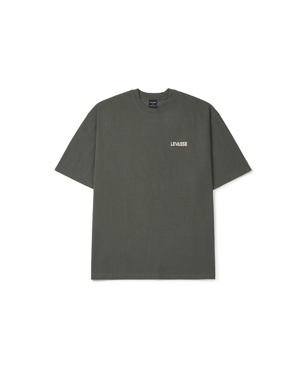 르바세(LEVASSE) Old School Overfit Tee – Khaki (Light Beige Logo)