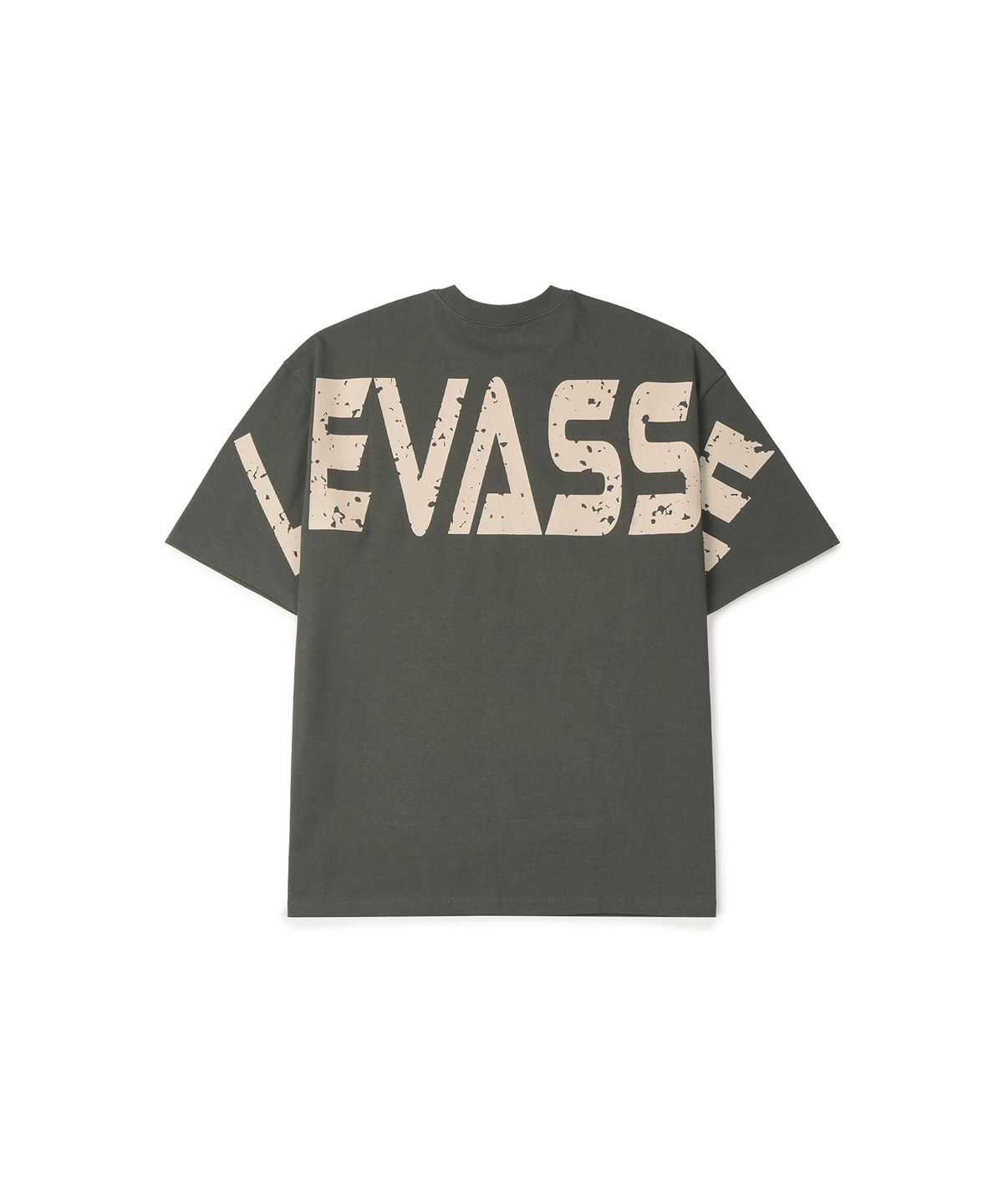 르바세(LEVASSE) Old School Overfit Tee – Khaki (Light Beige Logo)