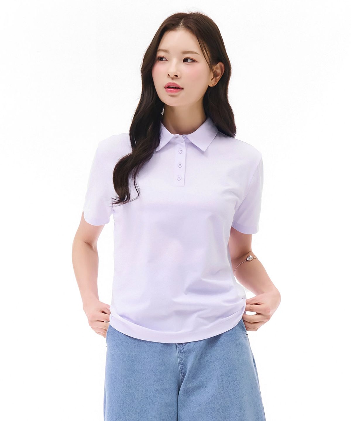체이스컬트(CHASECULT) 여성 쿨 카라 반팔 티셔츠-퍼플