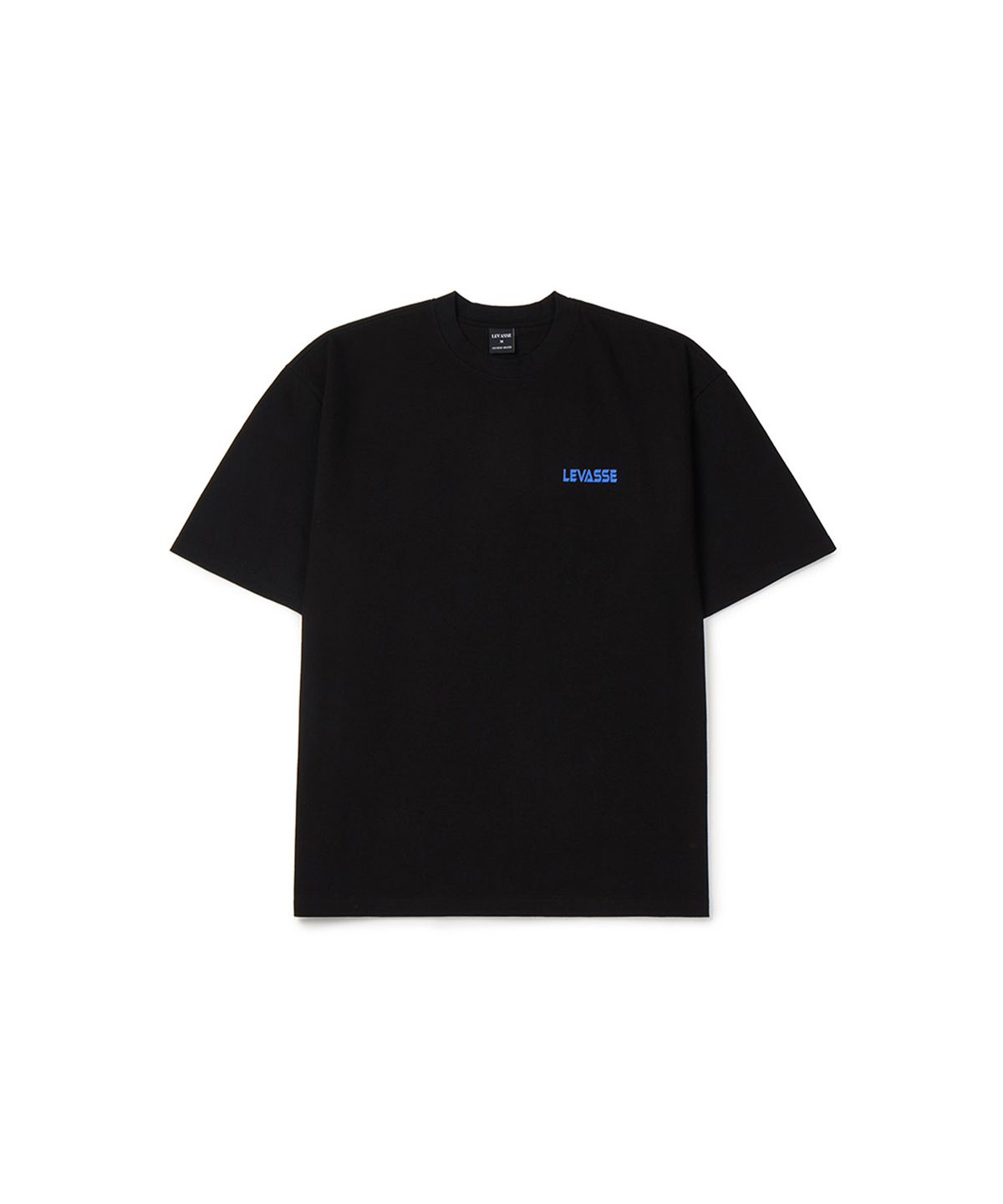 르바세(LEVASSE) Old School Overfit Tee – Black (Blue Logo)