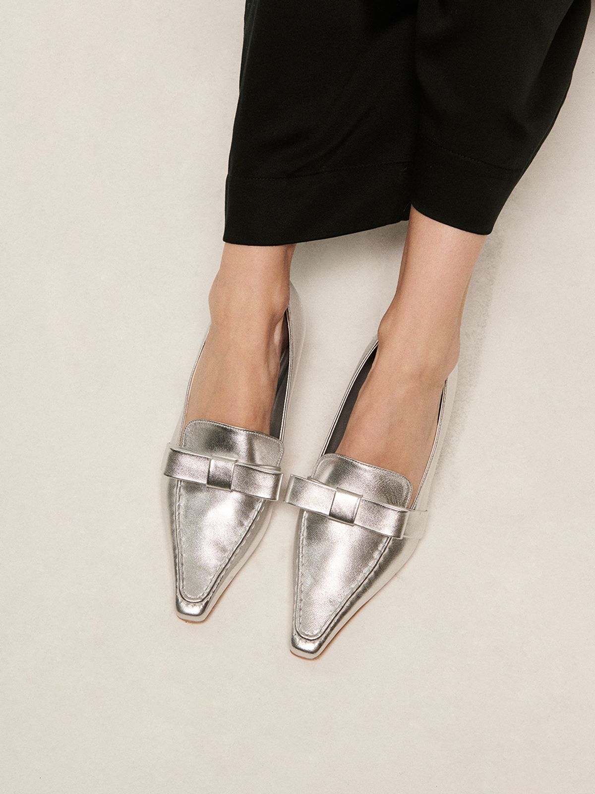 에뗄린(ETELIN) Sahara Ribbon Flat Pumps 3cm - Silvie