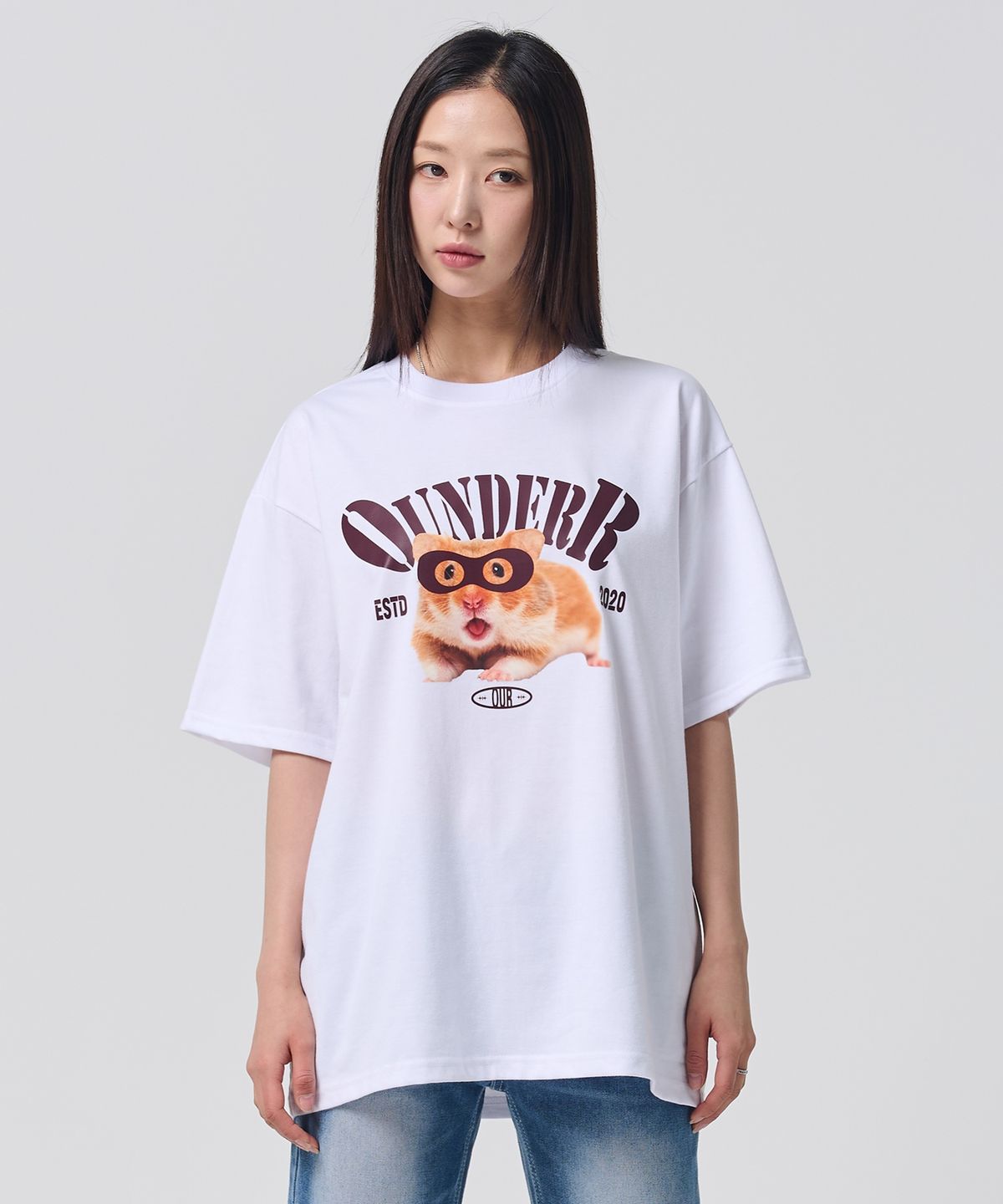 오언더알(OUNDERR) MASK HAMSTER 반팔 티셔츠 (화이트)
