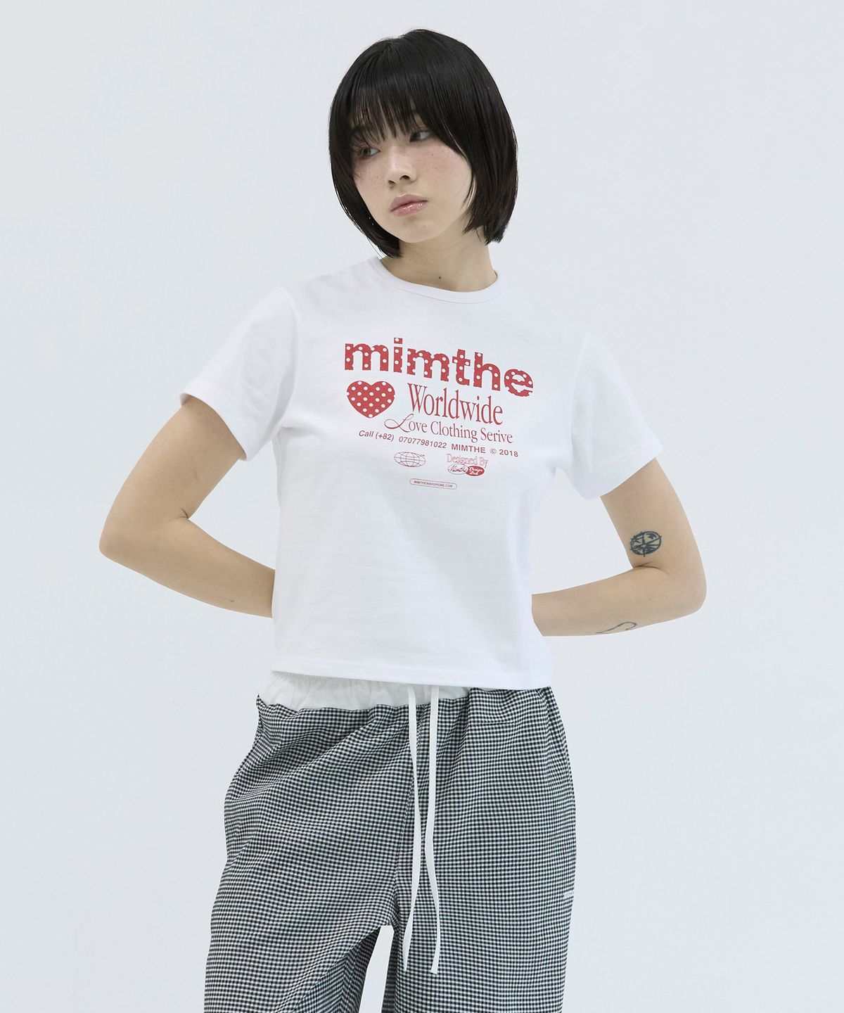 밈더워드로브(MIMTHEWARDROBE) 밈더 도트 크롭 티셔츠_블랙