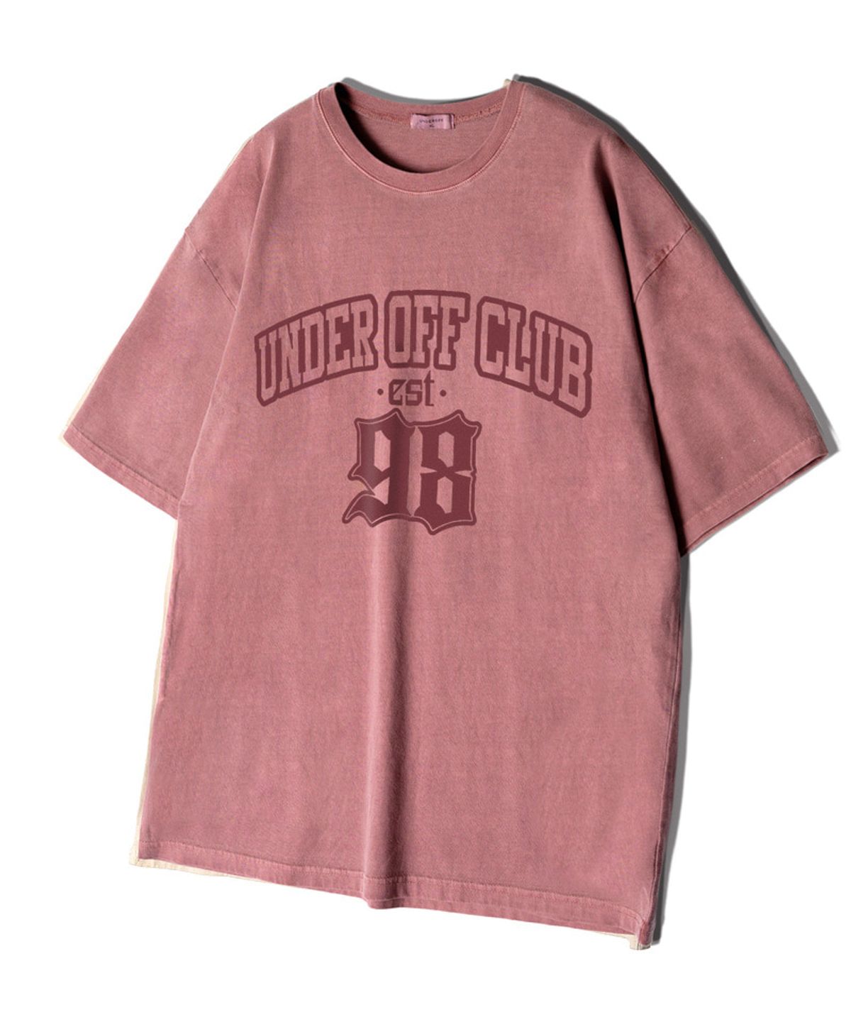 언더오프(UNDEROFF) 오버핏 피그먼트 클럽98 반팔 티셔츠 크림