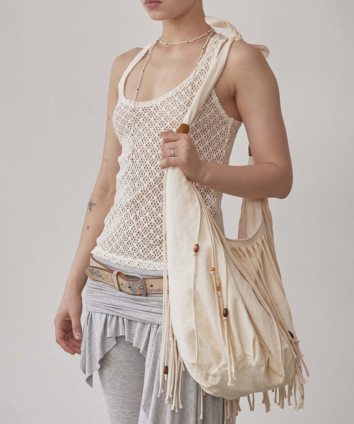 스컬프터(SCULPTOR) Shaggy Fringe Market Bag Raw