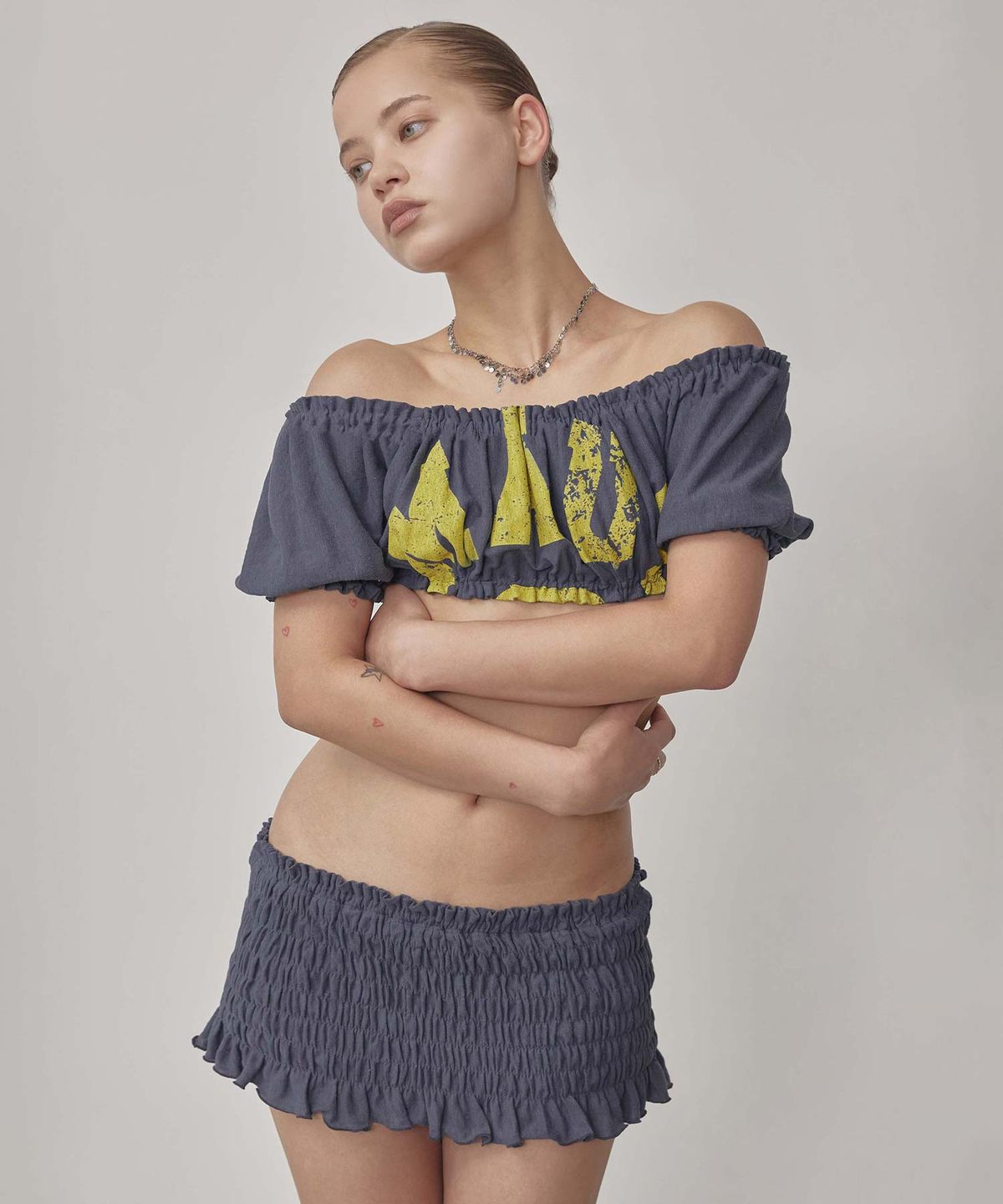 스컬프터(SCULPTOR) Crinkle Volumer Top Dusty Navy