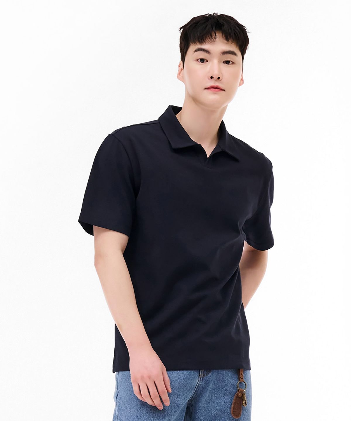 체이스컬트(CHASECULT) 남성 오픈 카라 반팔 티셔츠-네이비
