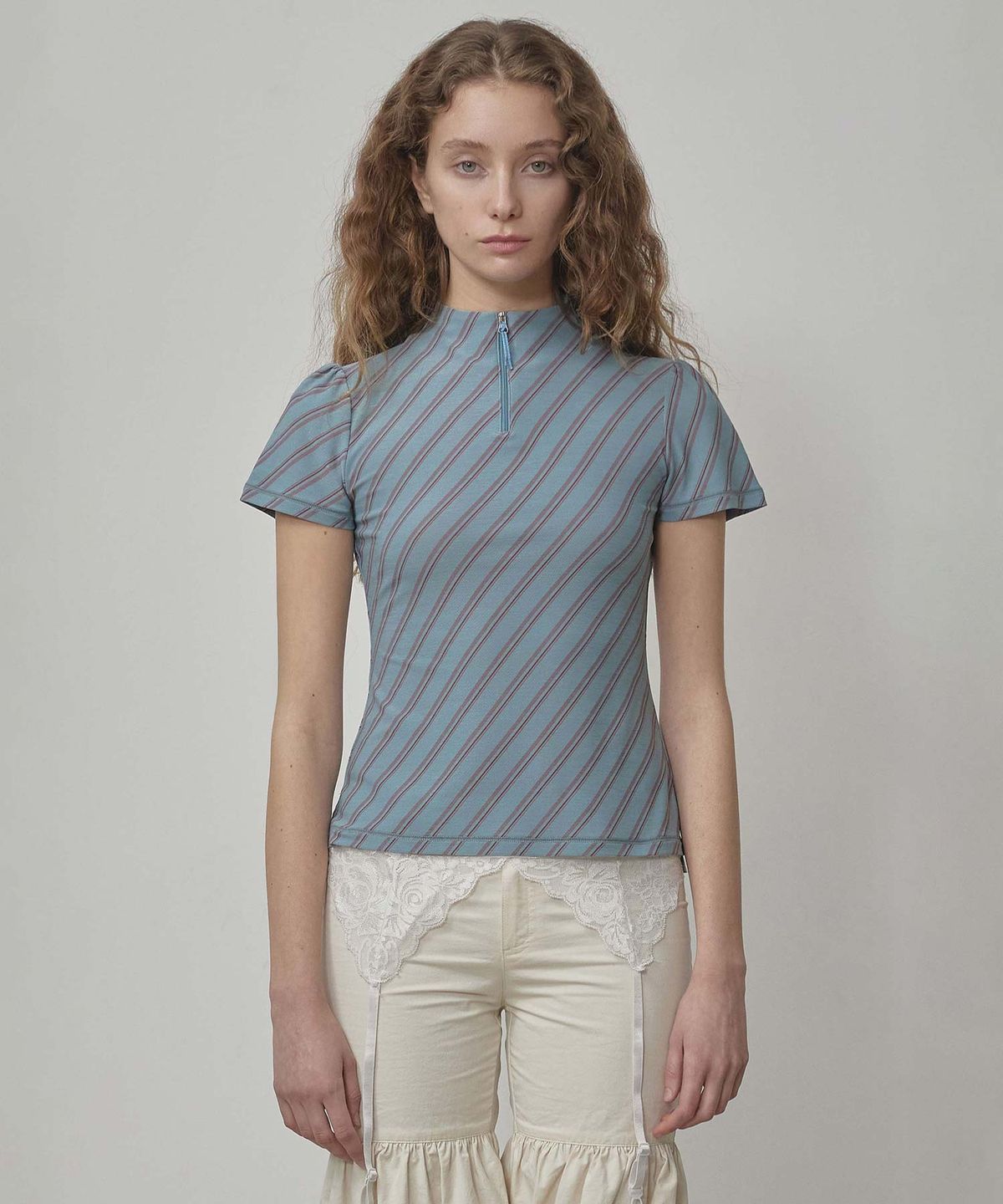 스컬프터(SCULPTOR) Stripe Jersey Top Sage