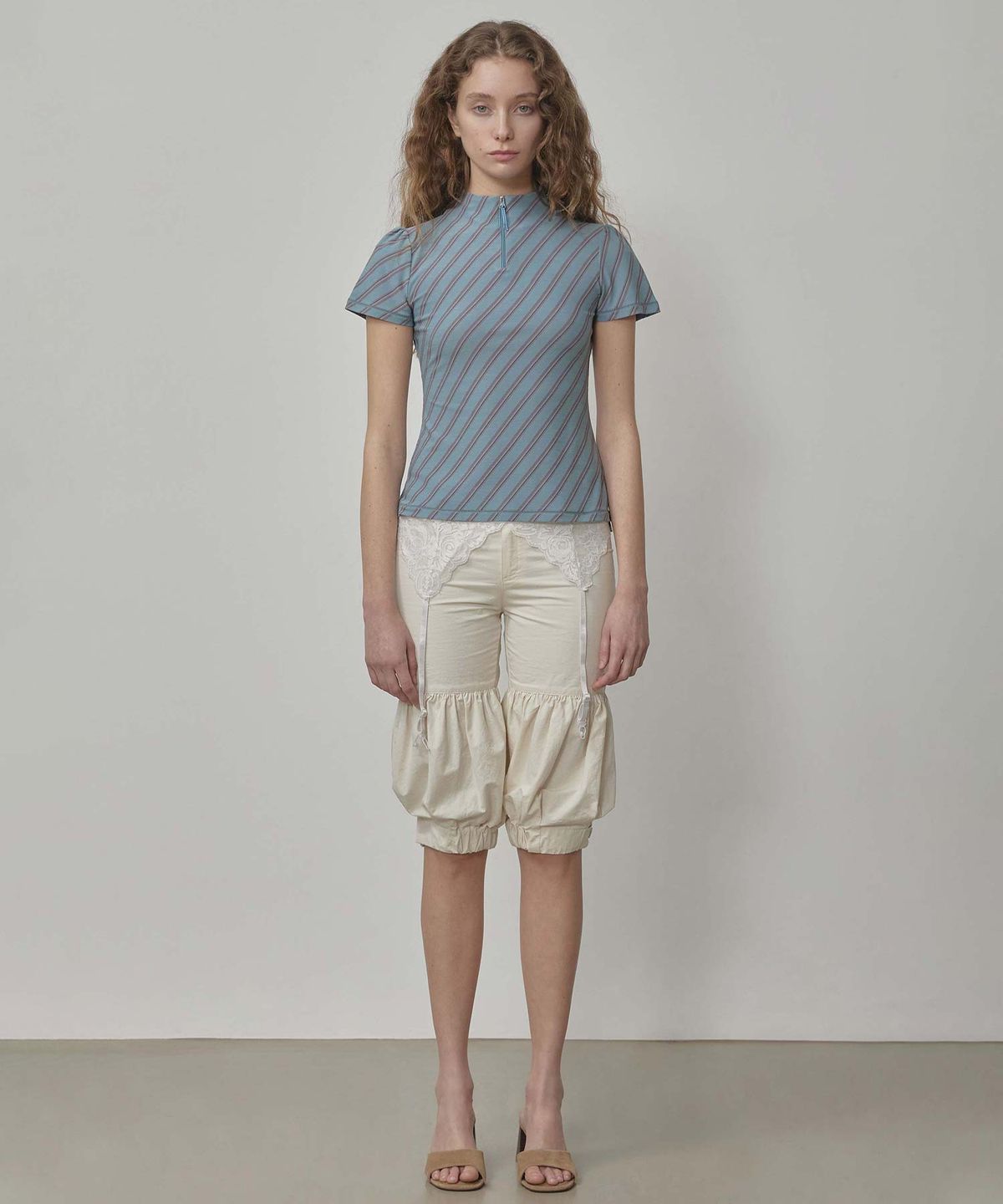 스컬프터(SCULPTOR) Stripe Jersey Top Sage