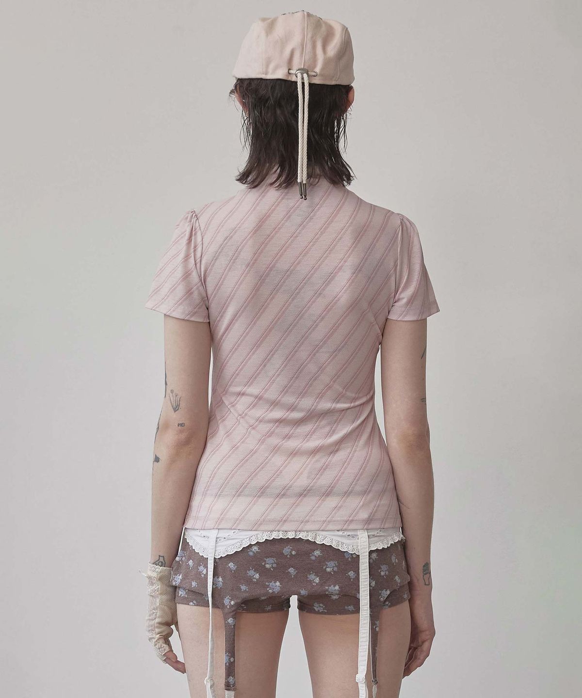 스컬프터(SCULPTOR) Stripe Jersey Top Pink