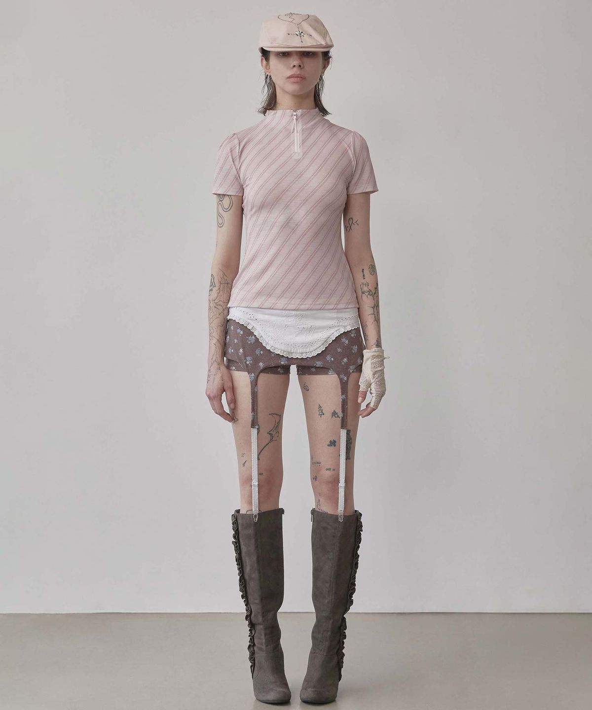 스컬프터(SCULPTOR) Stripe Jersey Top Pink