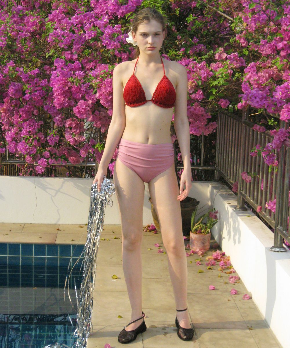 MUSINSA | SINOON Hand Made Knit Bikini Top (Red)