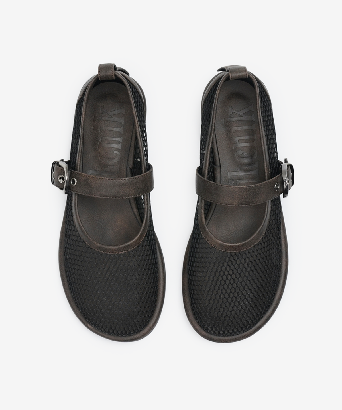 이크닉(IHCNIK) r. 903  mesh buckle flats  /  brown