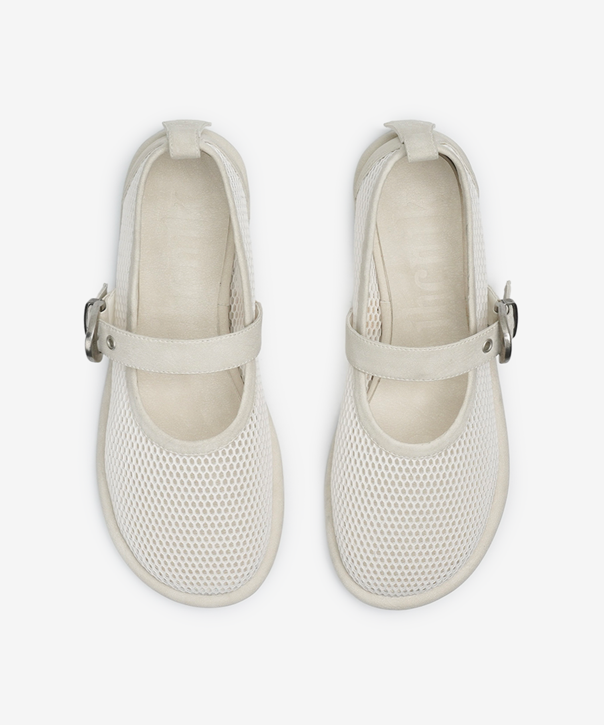 이크닉(IHCNIK) r. 903  mesh buckle flats  /  ivory