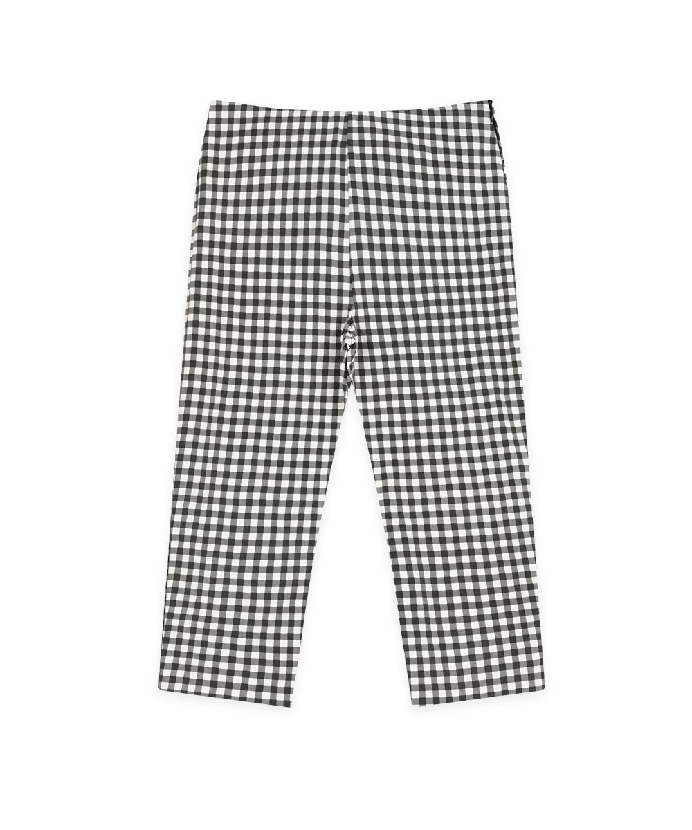 MUSINSA | SINOON Gingham Capri Pants (Black)