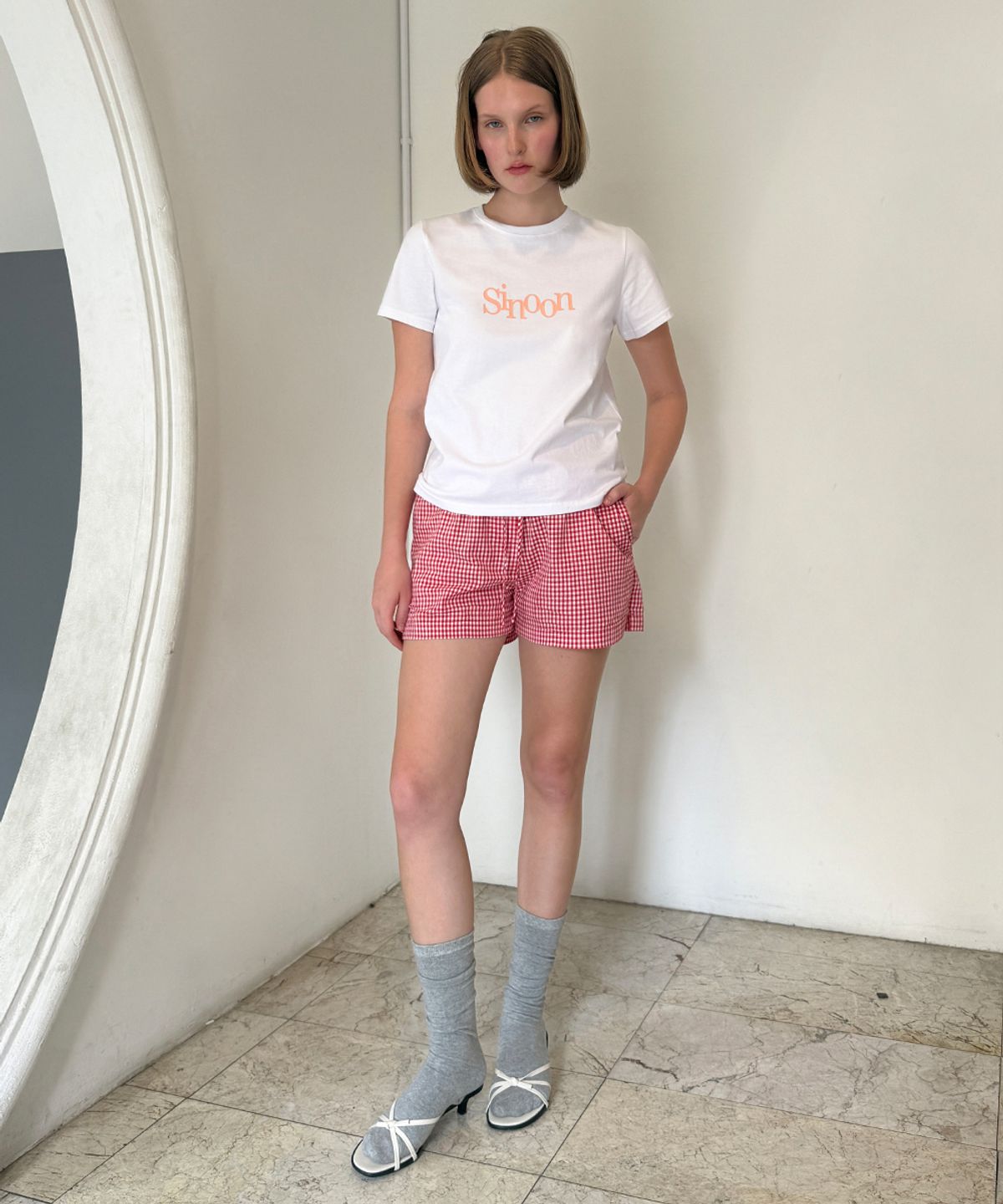 시눈(SINOON) Basic Point Label Shorts (Red)