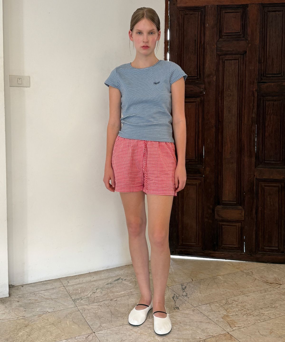 시눈(SINOON) Basic Point Label Shorts (Red)