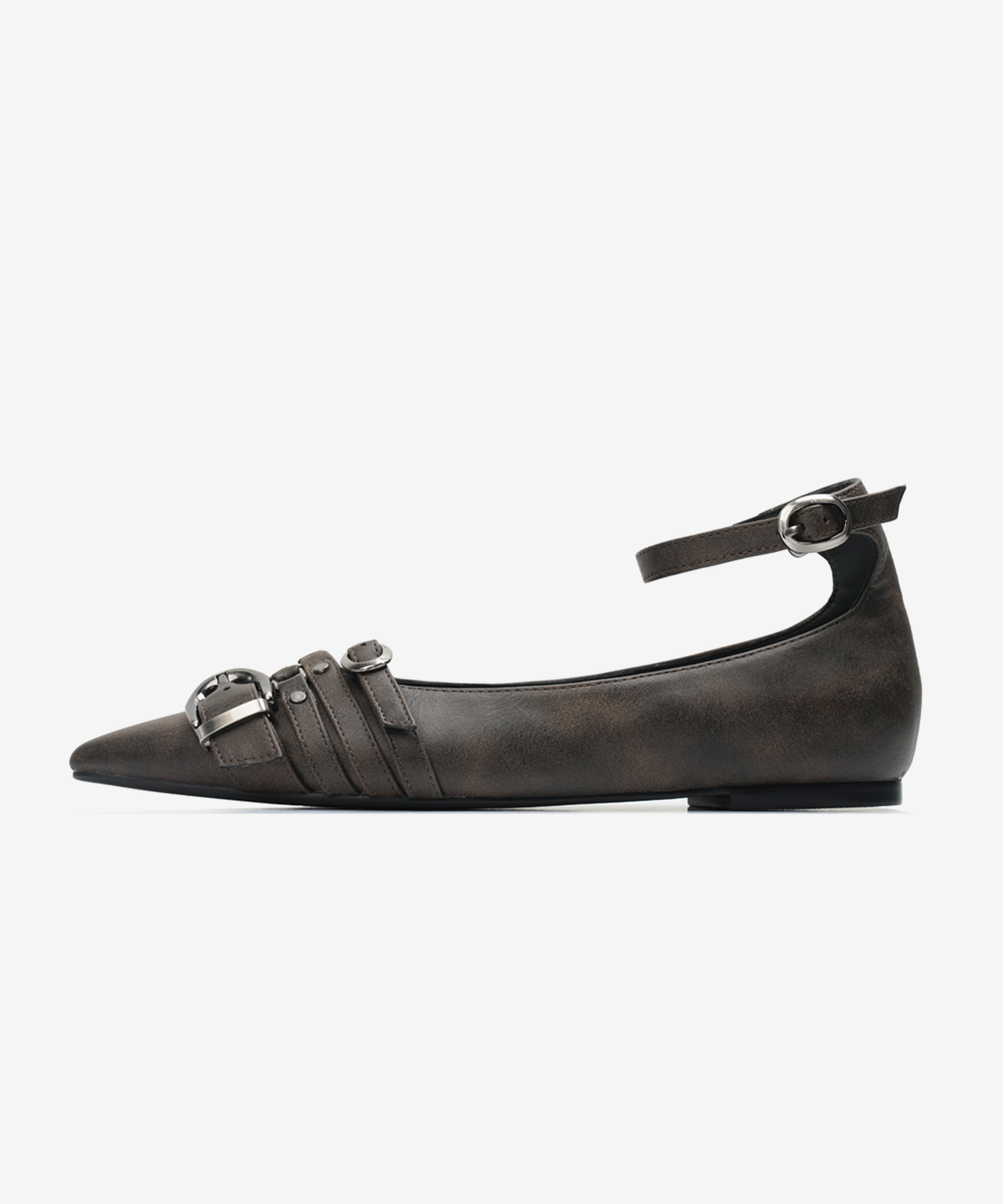 이크닉(IHCNIK) r. 904  four belted steletto flats  /  brown
