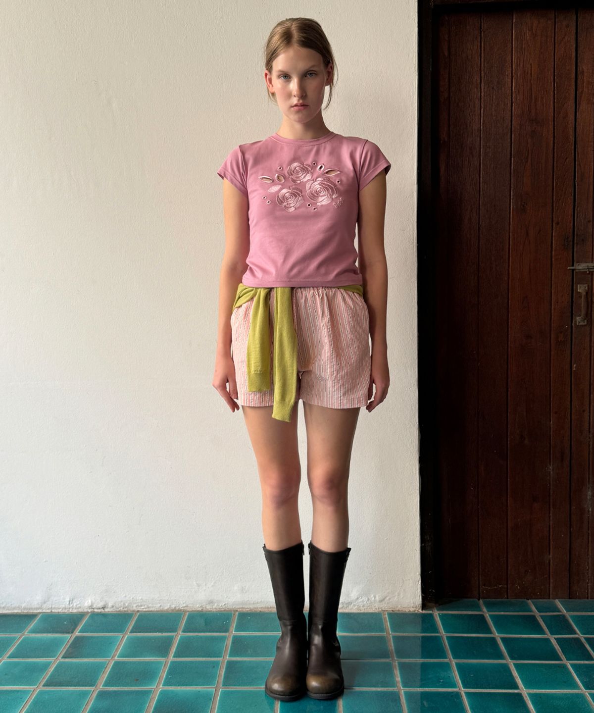 시눈(SINOON) Basic Point Label Shorts (Pink)