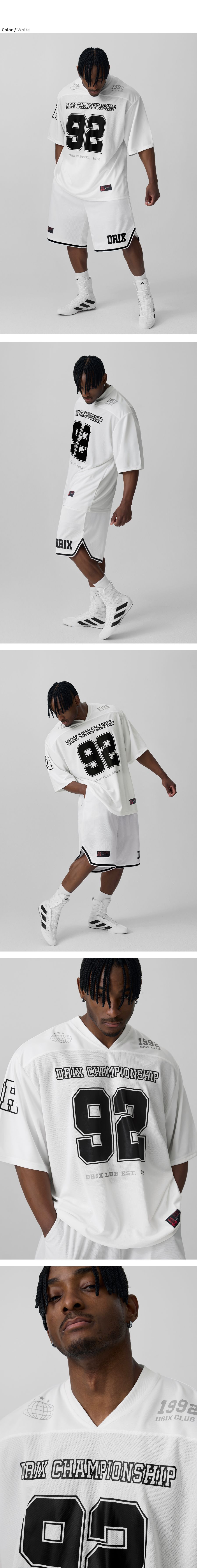 MUSINSA | DRIX Rugby Oversized Mesh Jersey Half Sleeve_Black