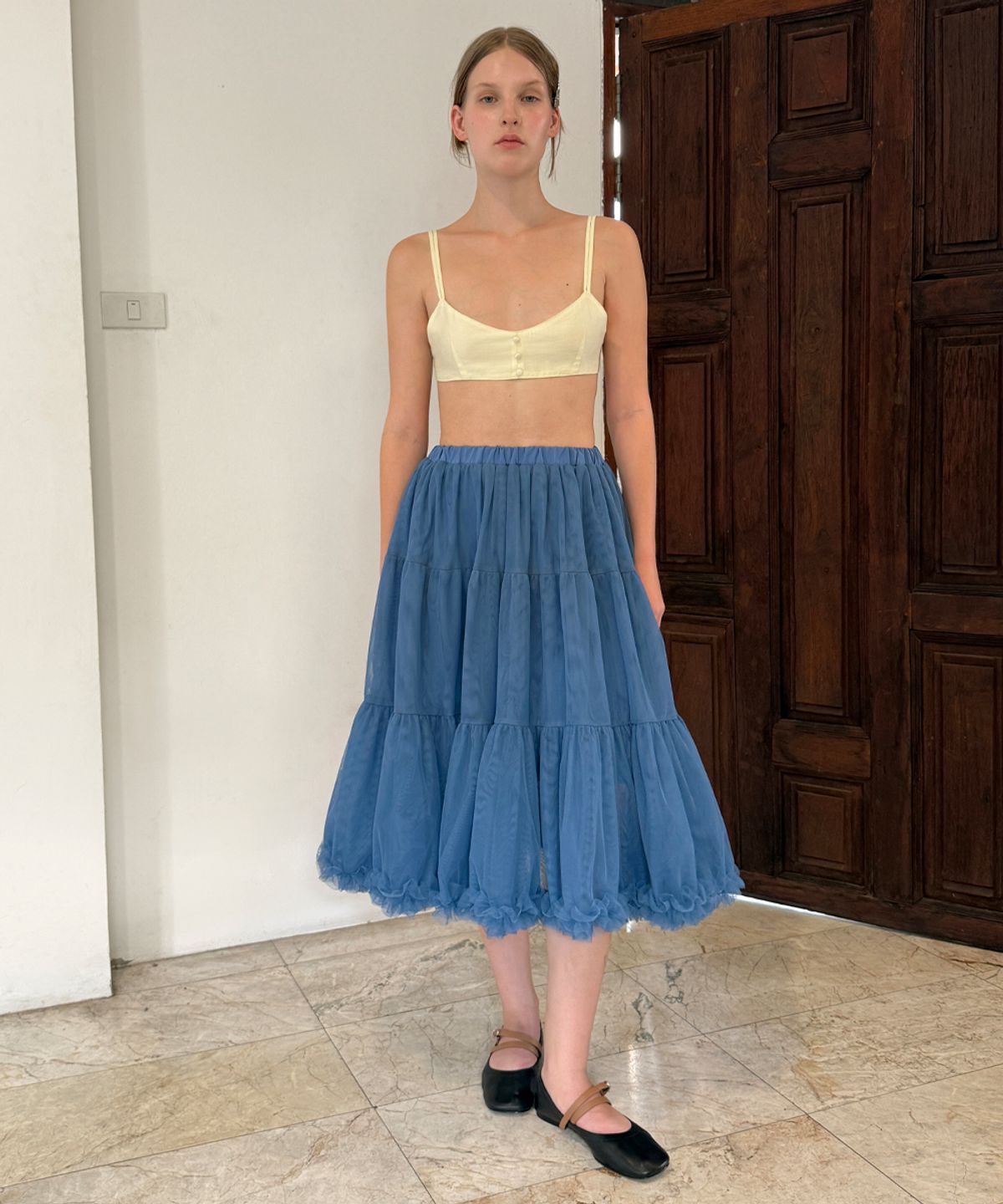 시눈(SINOON) Tute Midi Skirt (Blue)