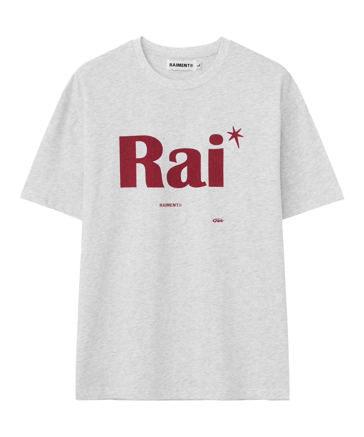 레이몬트(RAIMENT) 에센셜  RAI 로고 솔리드 반팔 티셔츠_화이트멜란지