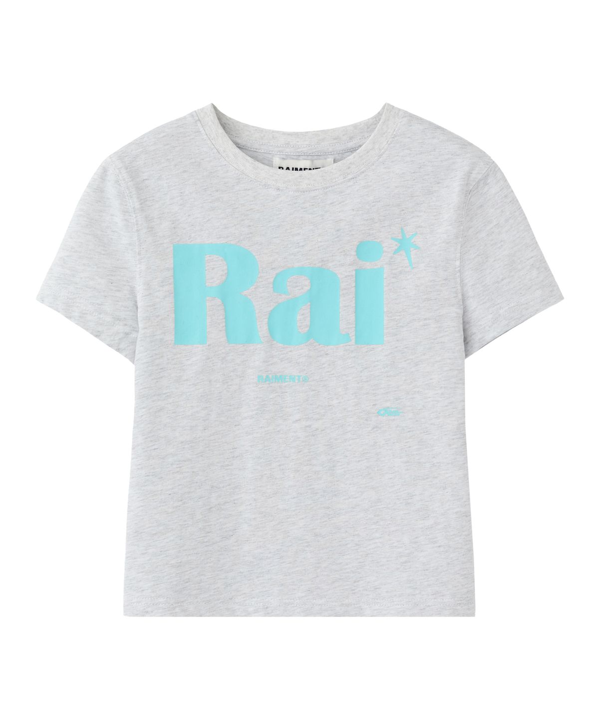 레이몬트(RAIMENT) 에센셜  RAI 로고 솔리드 반팔 티셔츠_화이트멜란지