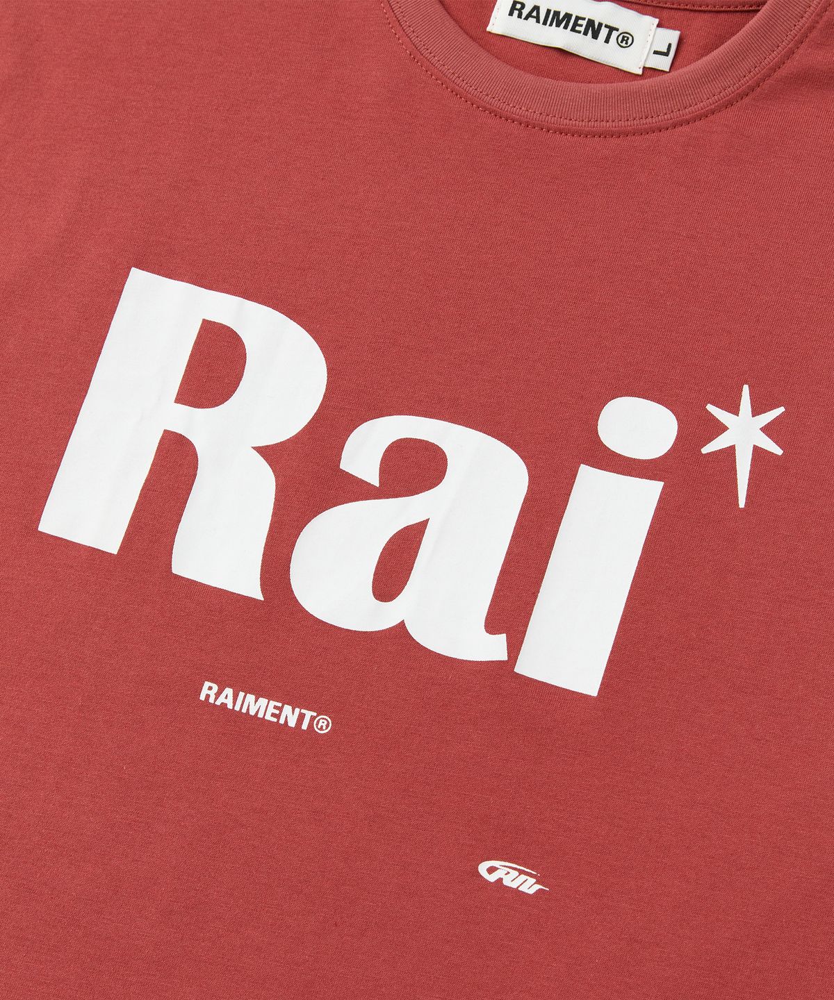 레이몬트(RAIMENT) 에센셜  RAI 로고 솔리드 반팔 티셔츠_브릭레드