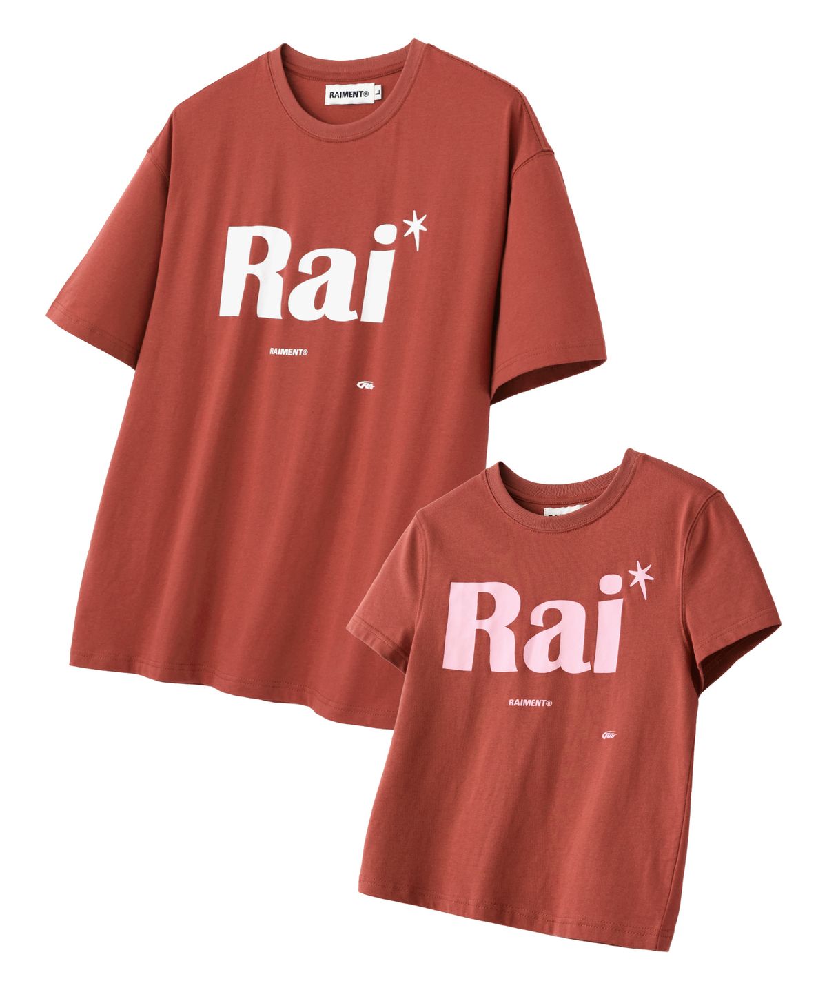 레이몬트(RAIMENT) 에센셜  RAI 로고 솔리드 반팔 티셔츠_브릭레드
