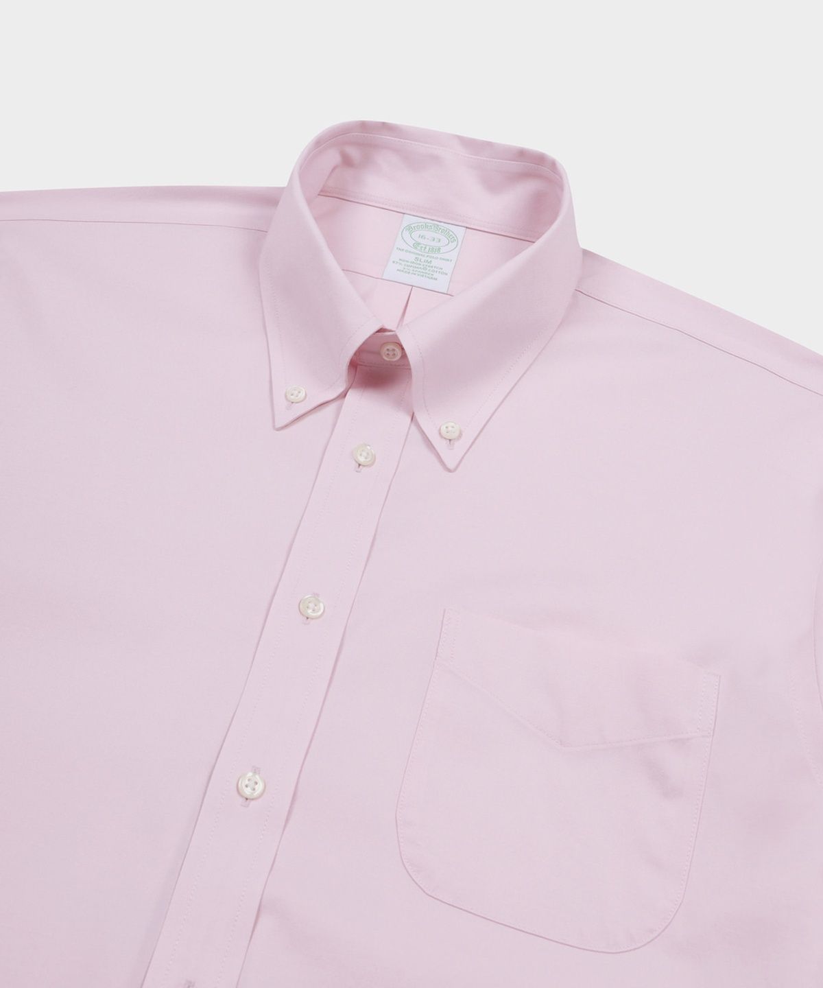 브룩스 브라더스(BROOKS BROTHERS) 슬림핏 논아이론 핀포인트 폴로버튼다운 드레스셔츠 (핑크) (BBTSMM9387C)