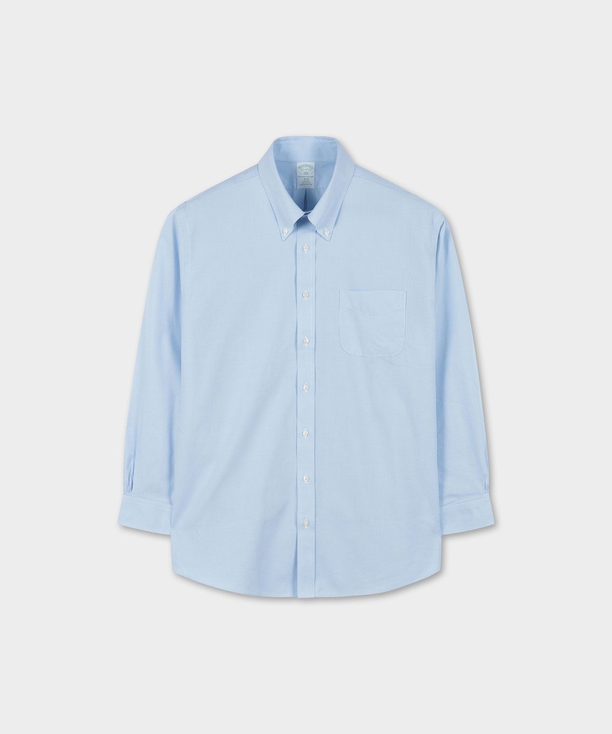 브룩스 브라더스(BROOKS BROTHERS) 슬림핏 논아이론 폴로버튼다운 하운드투스 드레스셔츠 (라이트블루) (BBTSMF9841M)